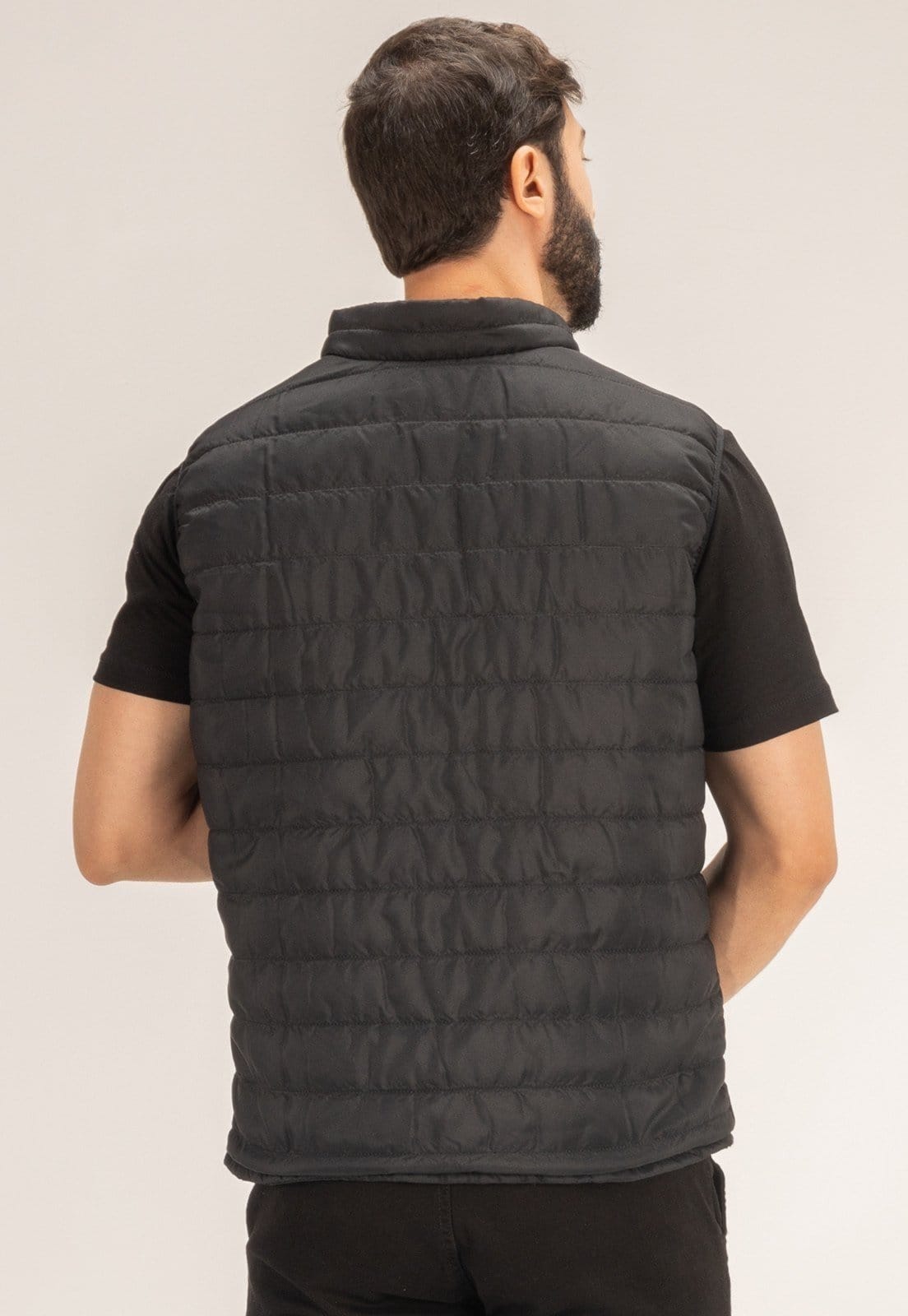 Vista 2 Colete Puffer Masculino Acolchoado Gola Alta Dulk preto