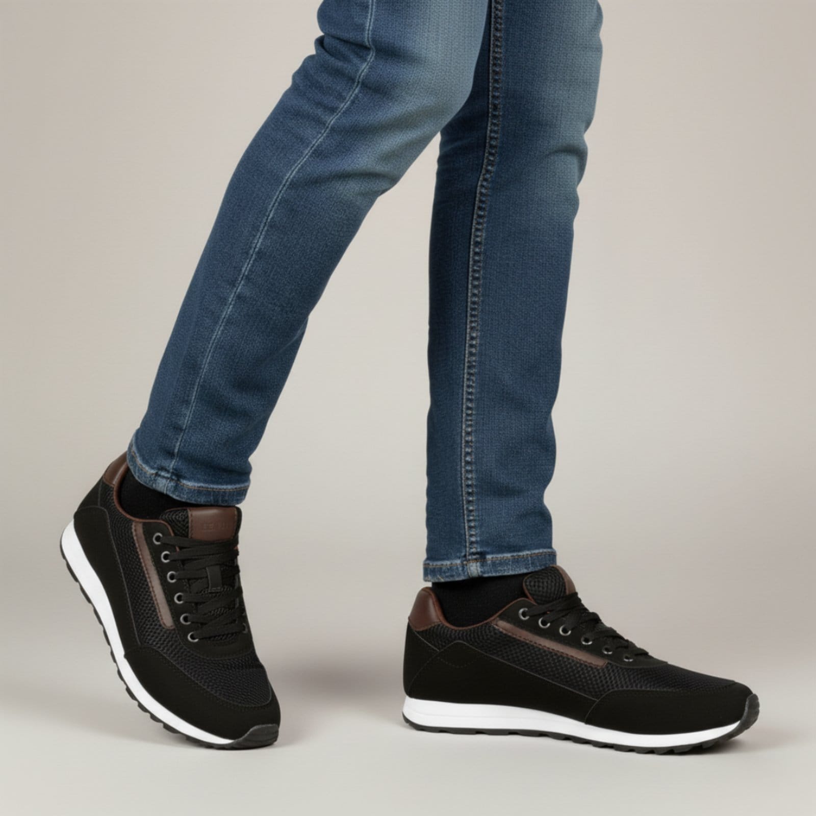 Vista 2 Kit Tênis Masculino Sapatênis Jogging Casual + Relógio +Carteira Sapatofran branco/preto