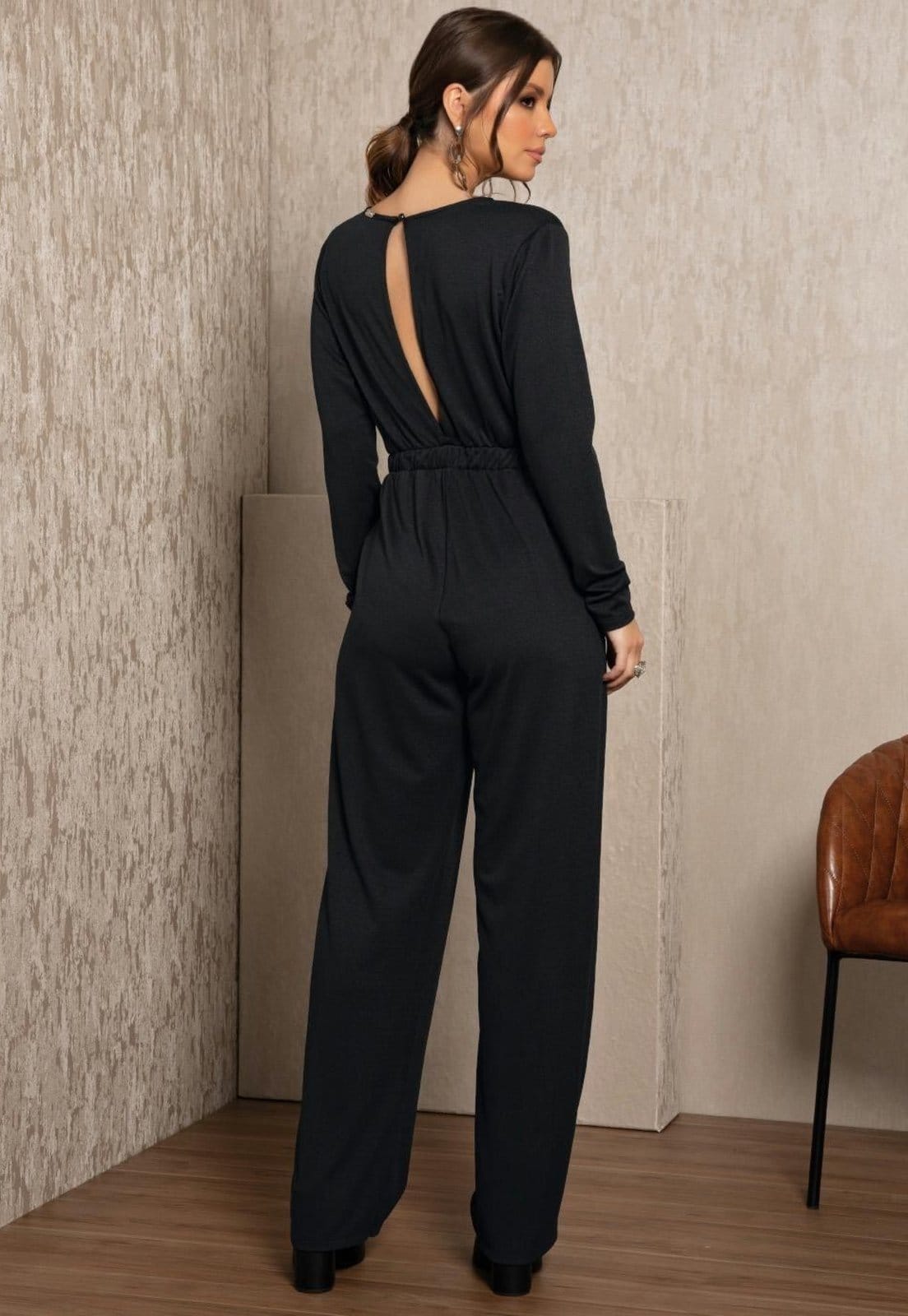 Vista 2 Macacão Mangas Longas E Bolsos Quintess preto