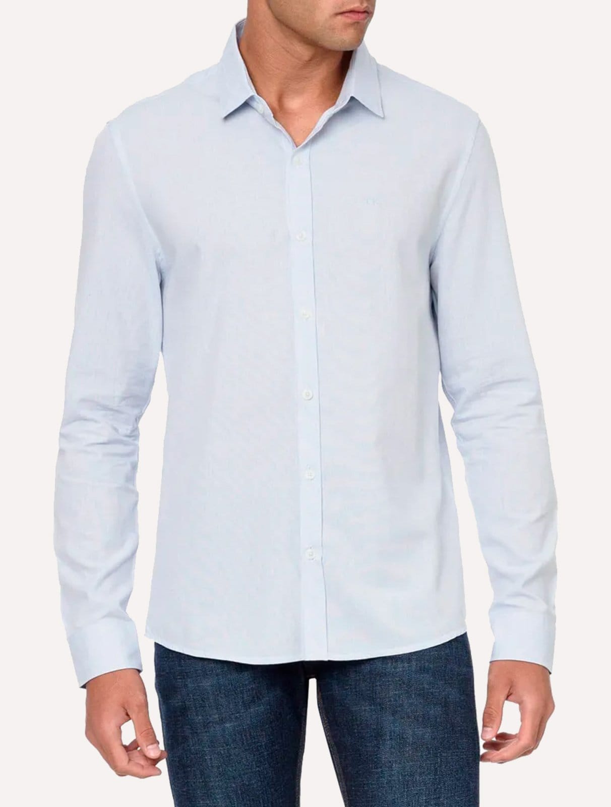 Camisa Calvin Klein Jeans Masculina Slim Tela Algodão Claro Mescla