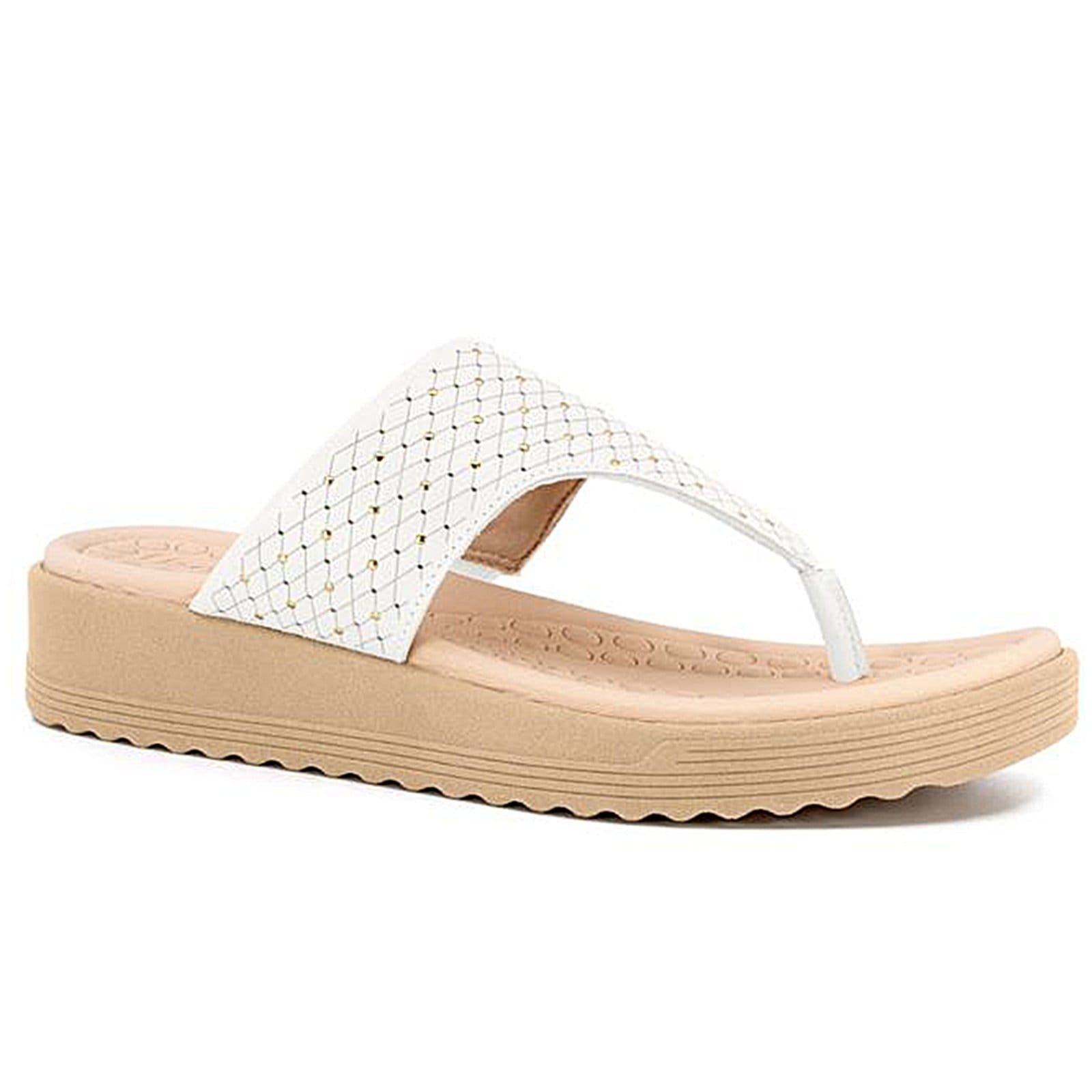 Vista principal Chinelo Usaflex Feminino Plataforma Couro Confortavel Marfim Usaflex multicolorido