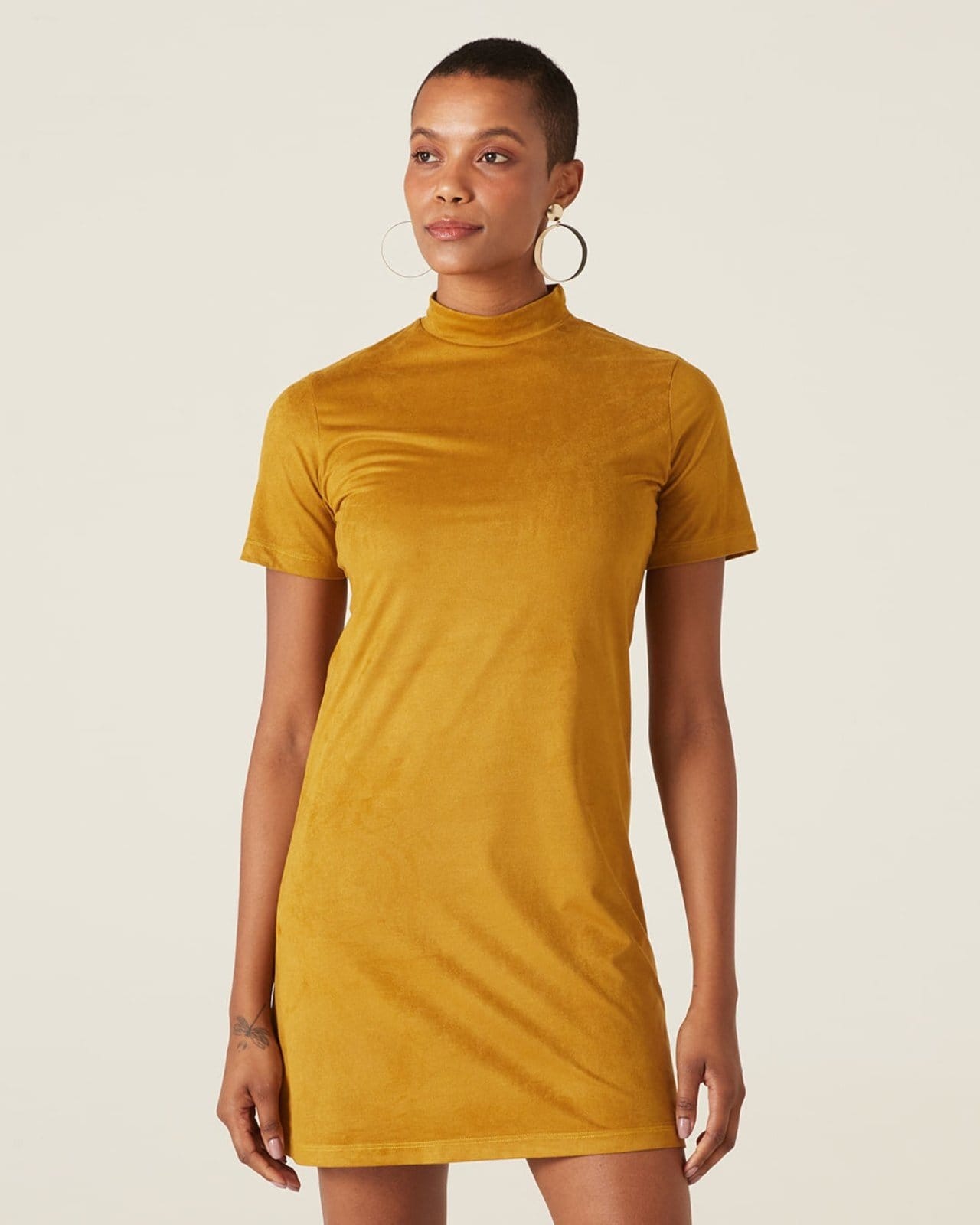 Vista 2 Vestido Gola Alta Em Suede Malwee marrom