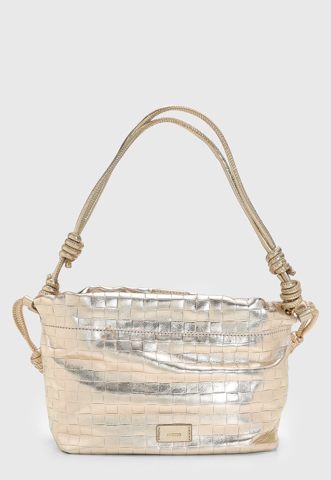 Bolsa Feminina Arezzo Média Textura Metalizada Dourada