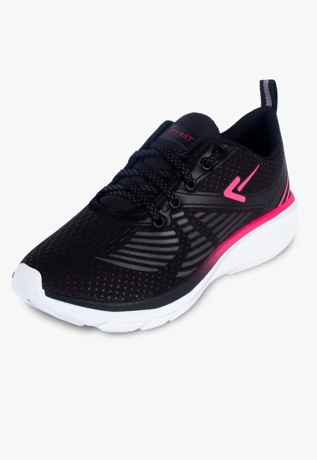 Tenis Feminino Esportivo Macio de Cadarço Preto e Pink