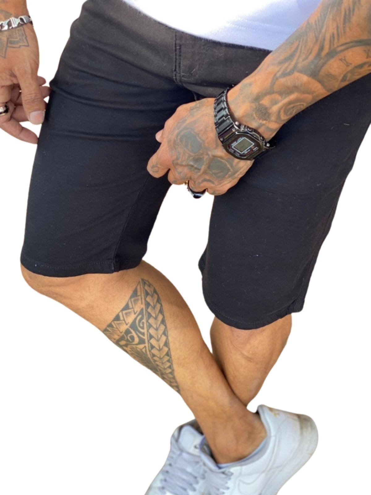 Bermuda Masculina Jeans Light de Sarja Preta