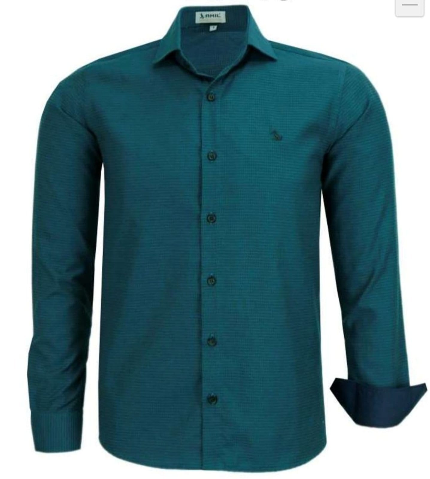 Camisa Social Amil Safrom Comfort Algodão/Poliéster Macia e Fácil de Passar Petróleo