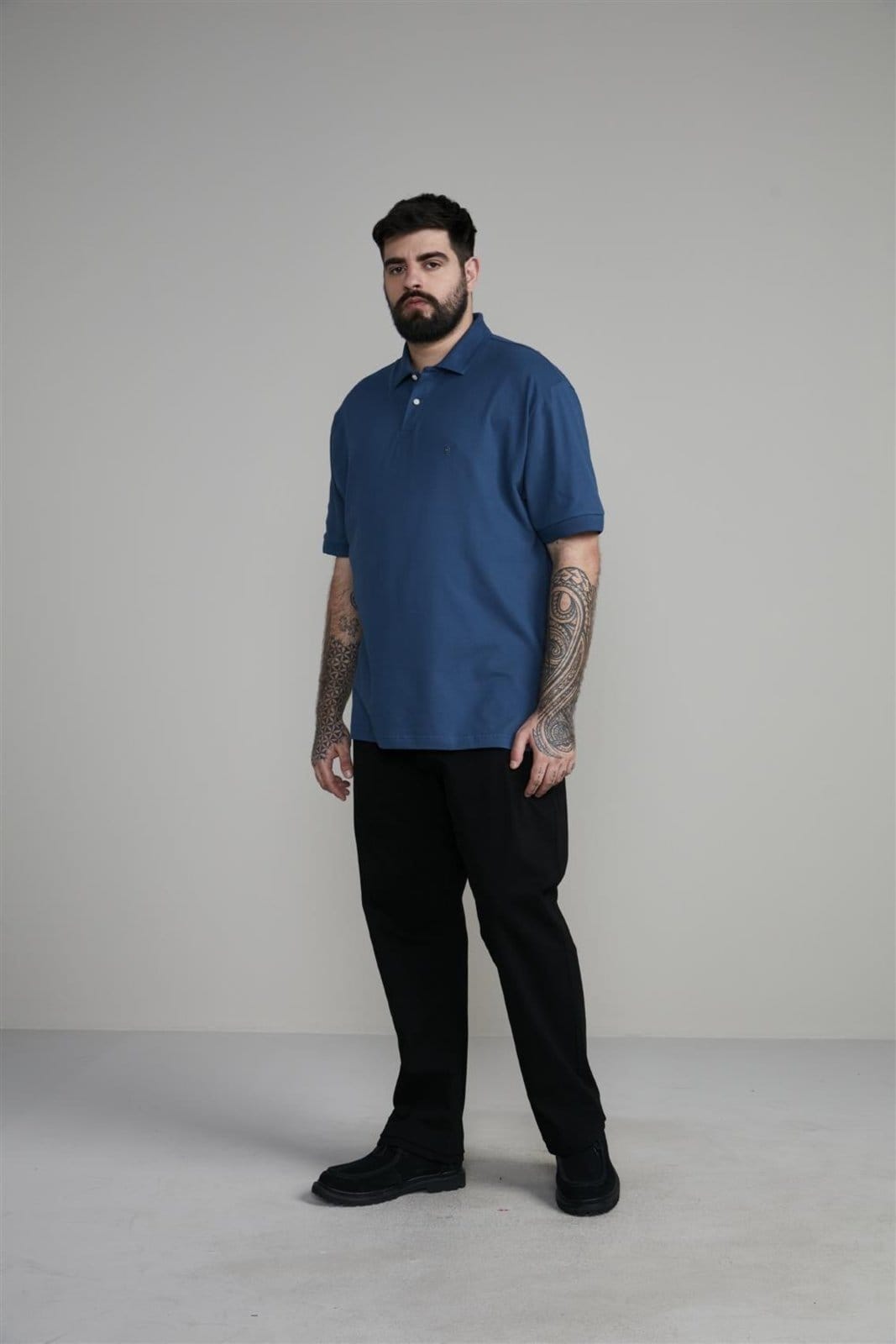 Vista 2 HIGHSTIL Polo Manga Curta Comfort Piquet Noturno HIGHSTIL azul