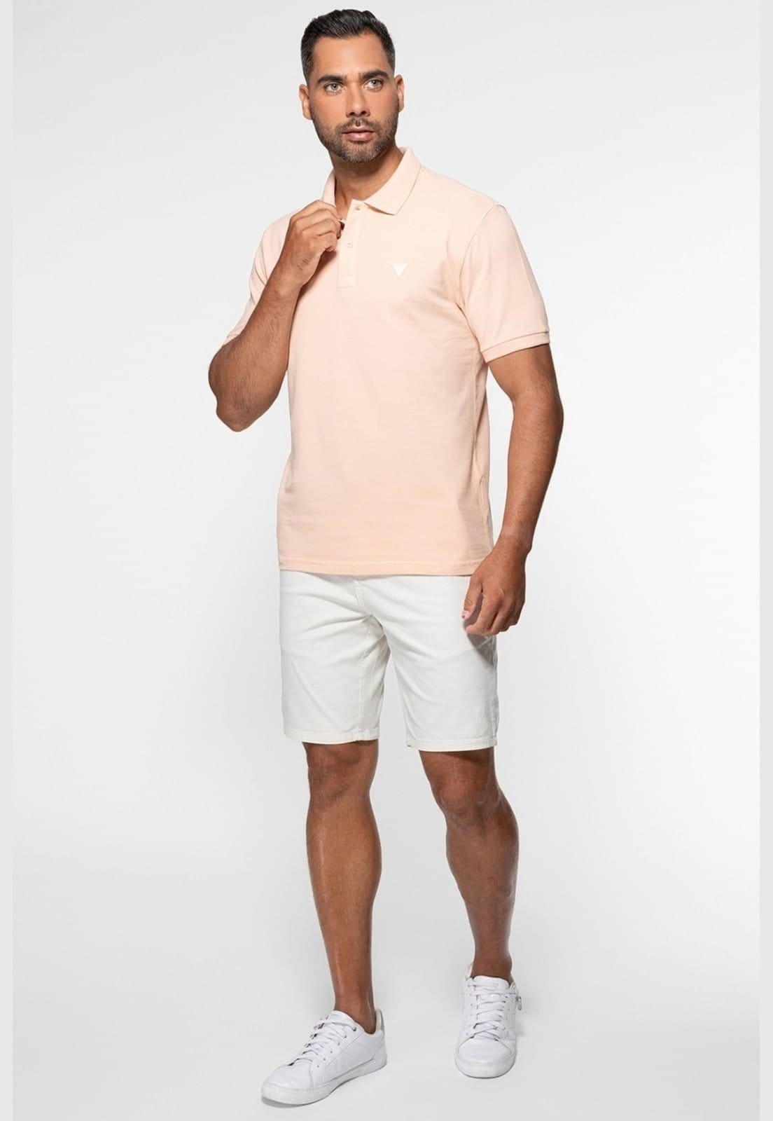 Vista 2 Camisa Polo Guess Silk Gola Claro Guess rosa