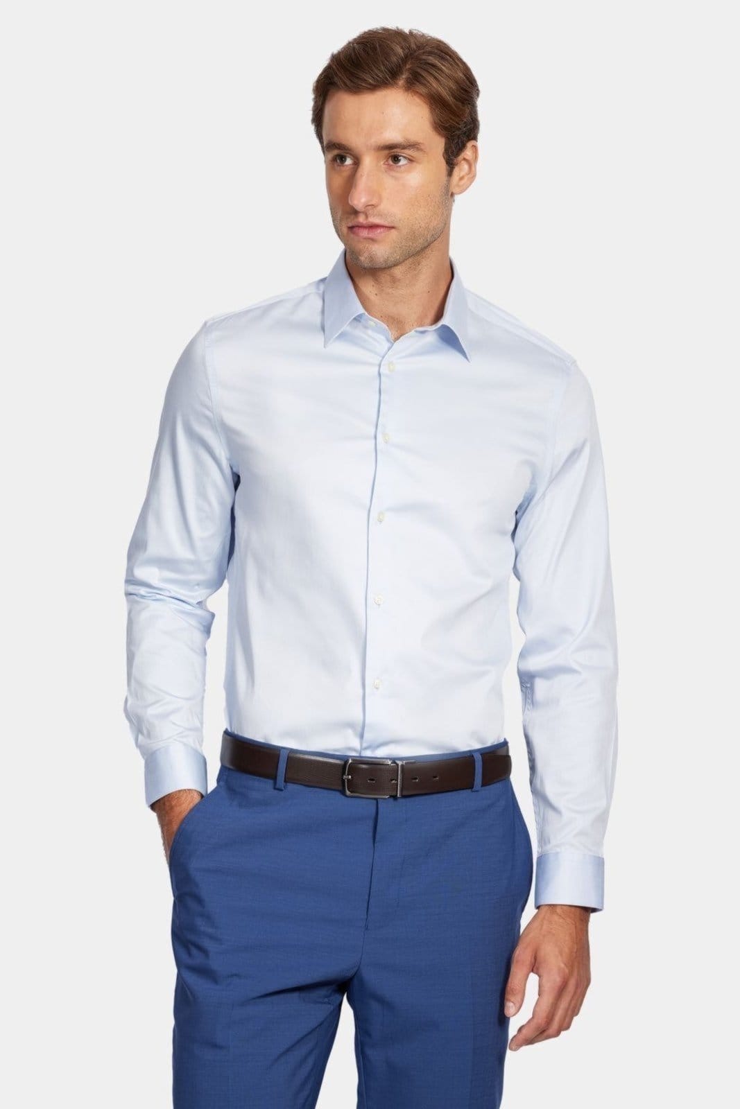 Camisa Aramis Manga Longa Social Super Slim Fio 60 Azul