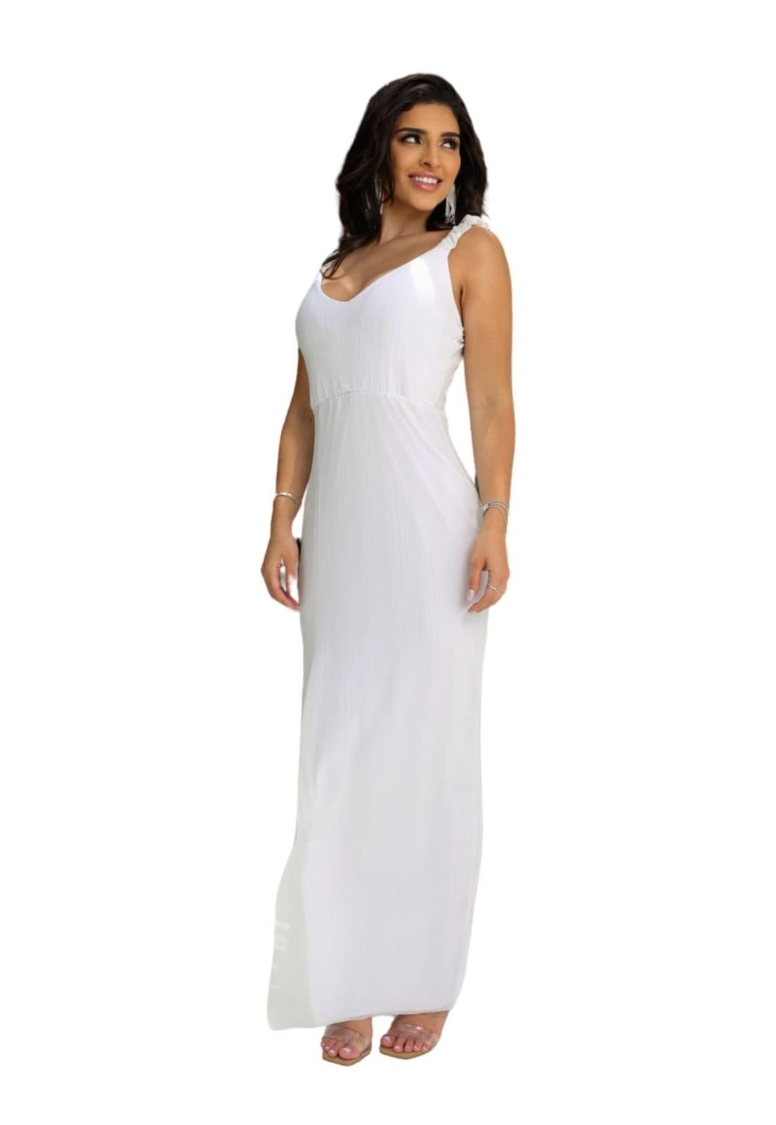 Vestido Midi Fios Lurex Alcinha