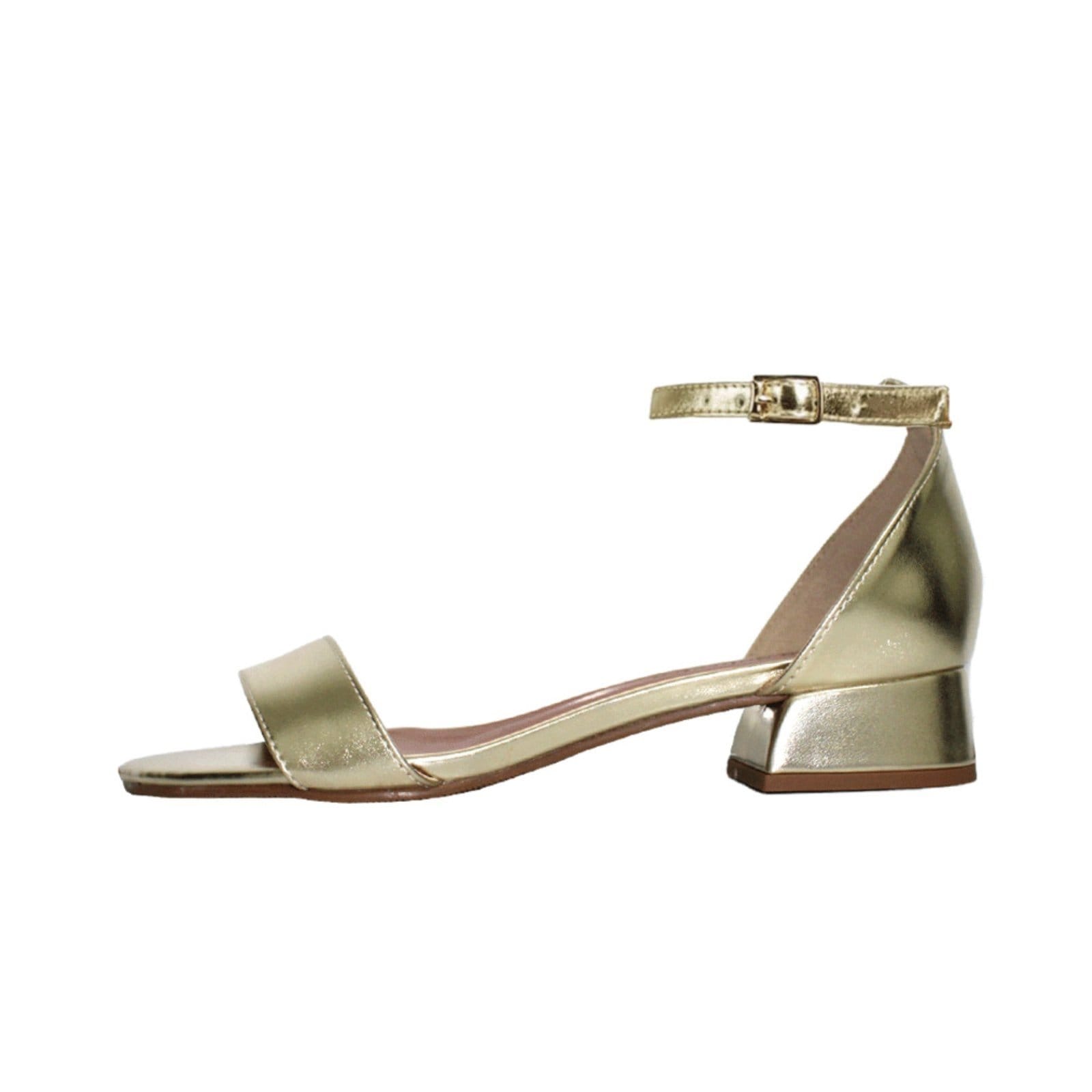 Vista 2 Sandália Salto Baixo Grosso 3cm Luiza Sobreira Dourada Mod. 2141 Luiza Sobreira dourado