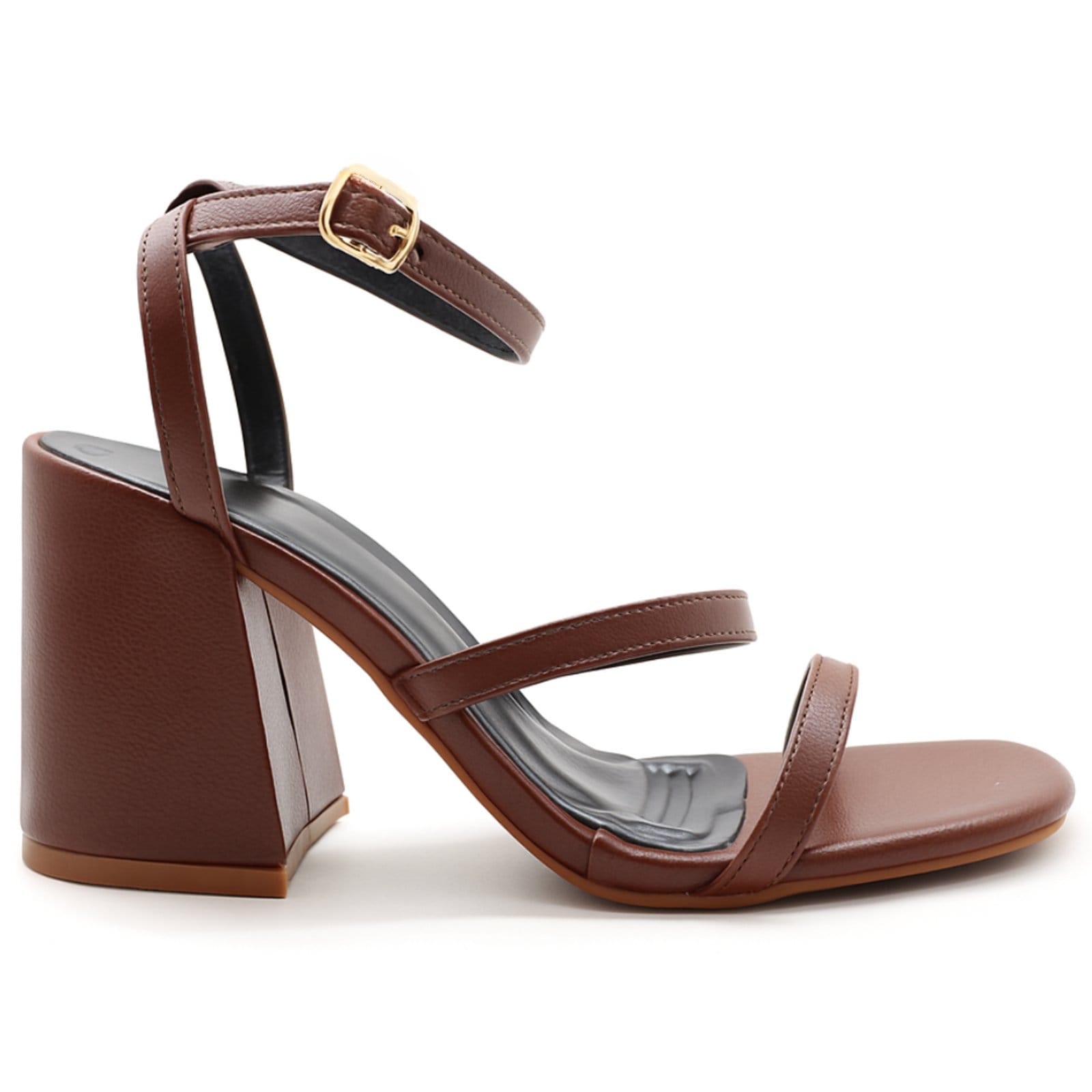 Sandália Feminina Delicada Salto Bloco Médio com Tiras Floter Cacau 12001
