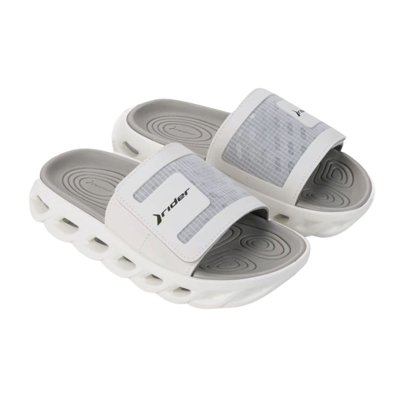 Vista 2 Chinelo Masculino Slide Rider Power Slide Cinza Rider branco