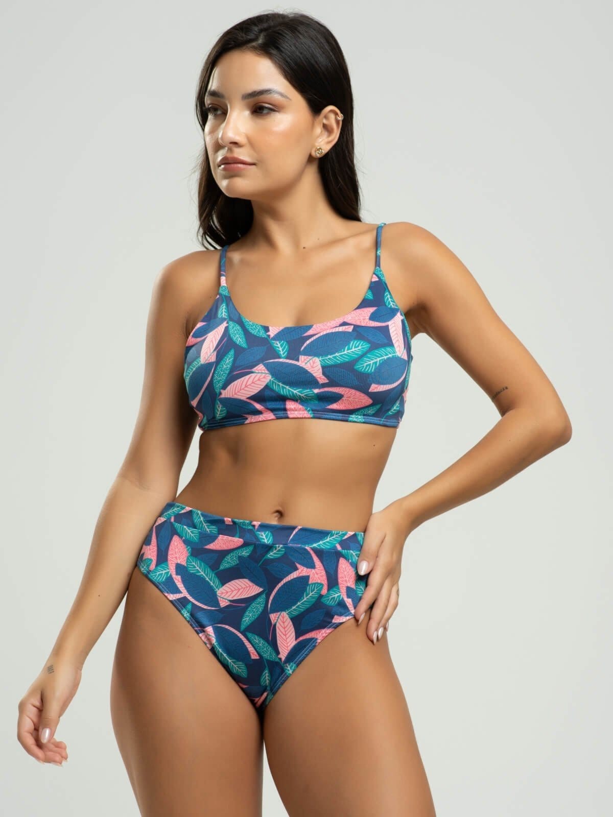 Biquini Faixa Calcinha Hot Pants Proteção Uv 50+ Vicbela Folha