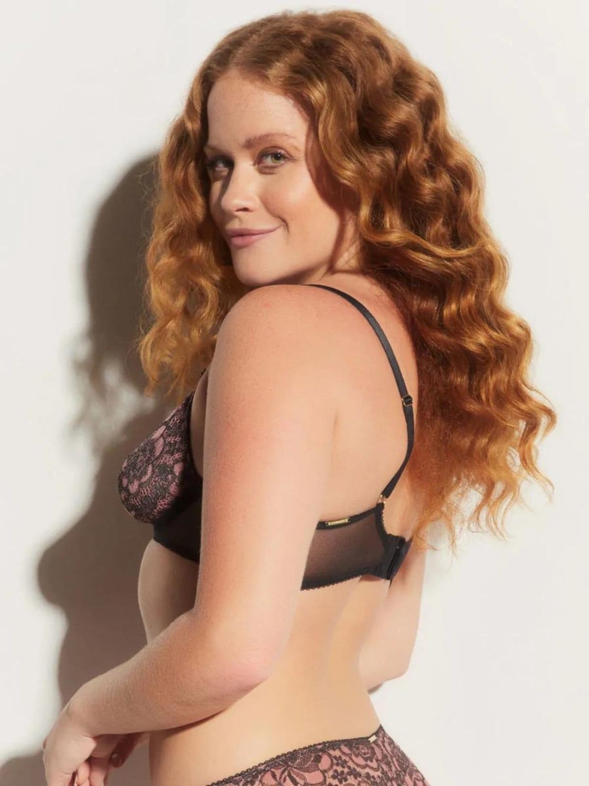 Vista 2 Sutiã Underwire Cobertura Total Renda Tule Fire Rosa Mauve Loungerie incolor rosa