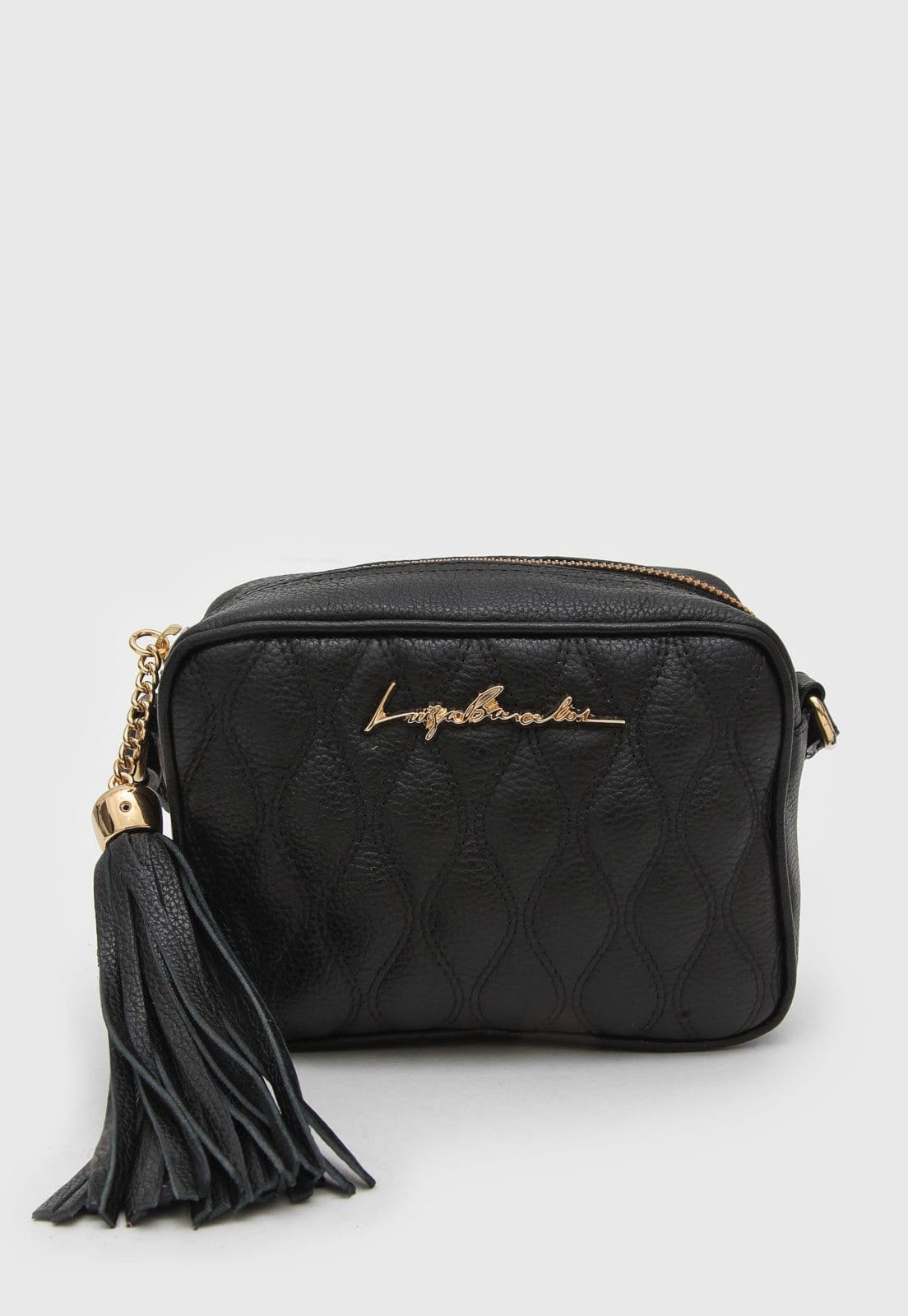 Vista 2 Bolsa Tiracolo Luiza Barcelos Tassel Preta Luiza Barcelos preto