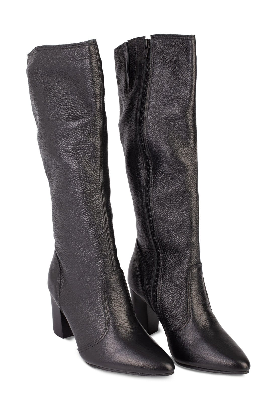 Vista 2 Bota Andrea Vinci cano longo em couro com salto 6585 - Preta Andrea Vinci preto