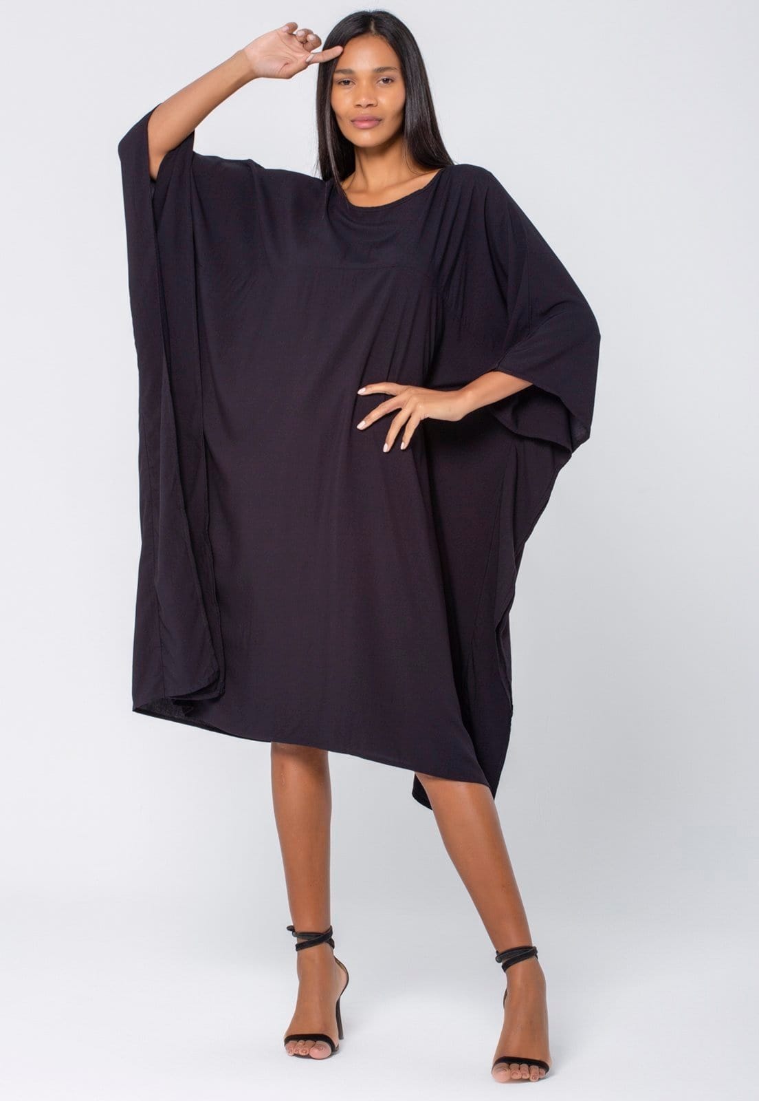 Vista 2 Vestido Kaftan Amazonia Vital Viscose Longo Amazonia Vital preto