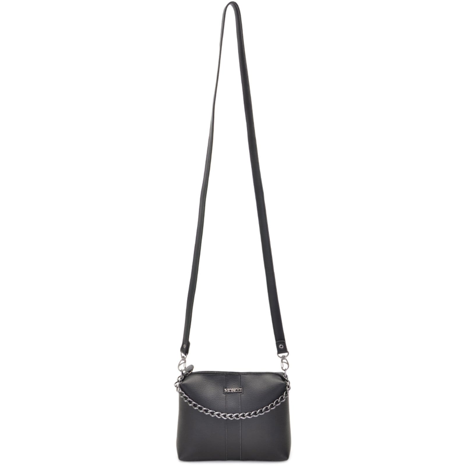 Vista 2 Bolsa Feminina Moncci Londres Pequena Transversal Alça Tiracolo Com Corrente Preta MONCCI preto