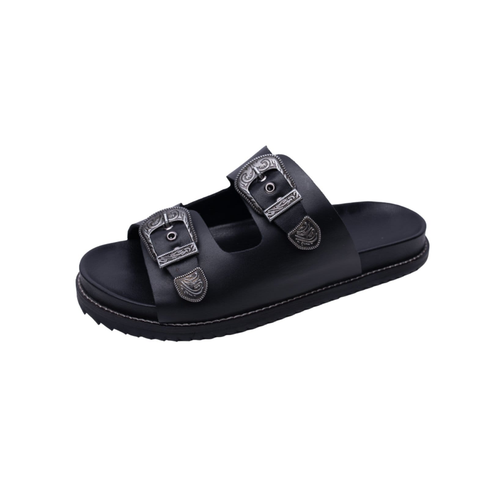 Sandalia Papete Rasteira Feminina Preta