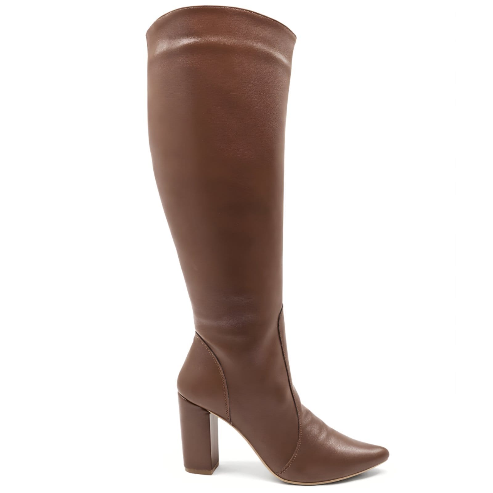 Vista 2 Bota Feminina Country Cano Alto Salto Bloco Bico Fino Sete Sales 1818 Cacau Sete Sales marrom