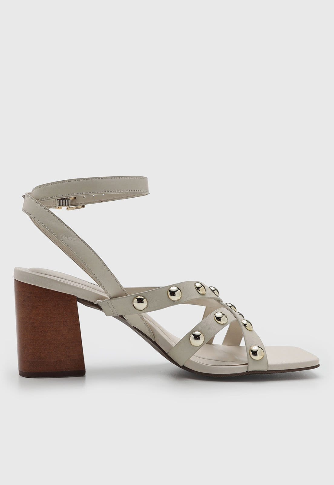 Vista 2 Sandália Feminina Loucos e Santos Tiras Esferas Off-White Loucos e Santos off-white white