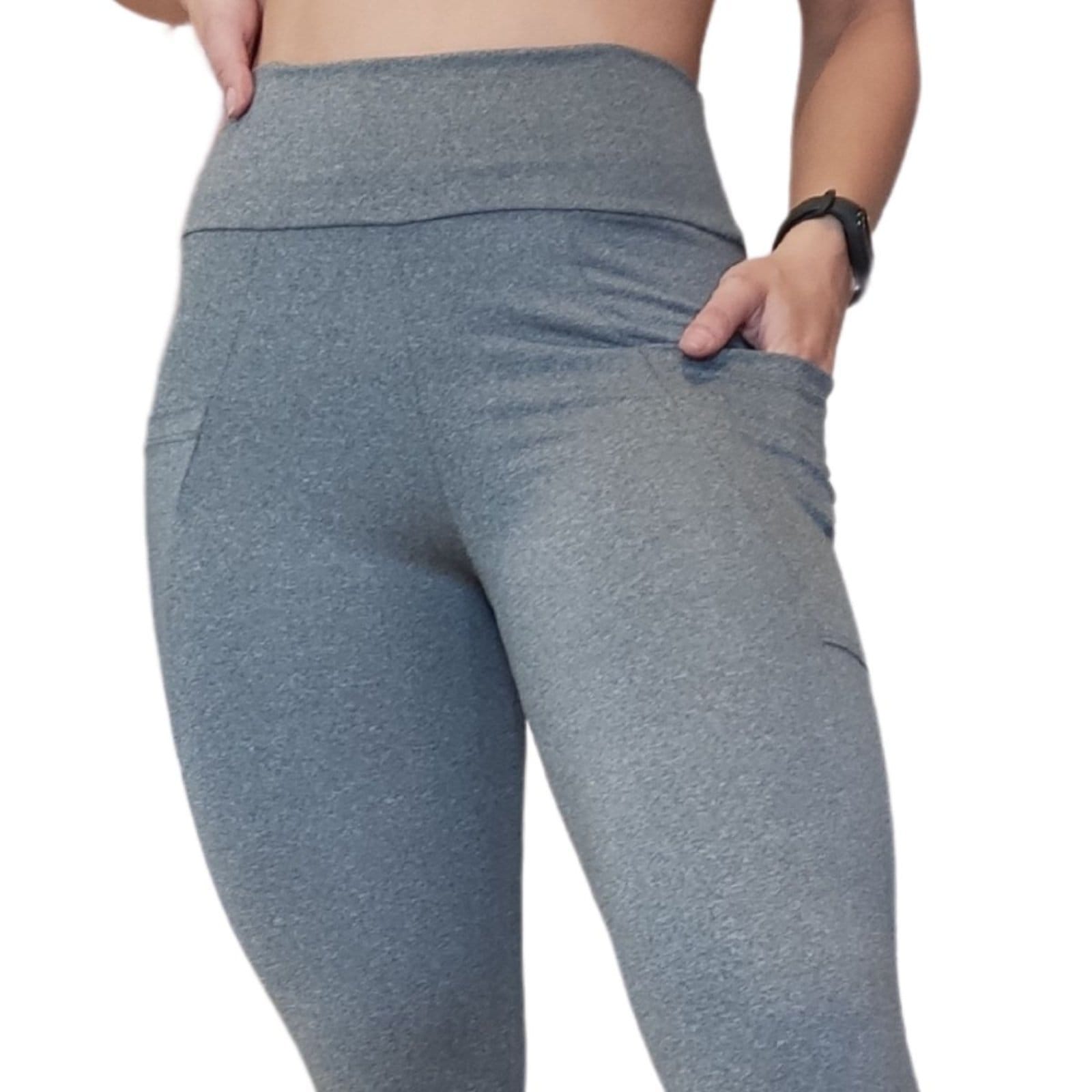 Vista 2 Calça Legging Heide Ribeiro Bolso Mescla Heide Ribeiro cinza