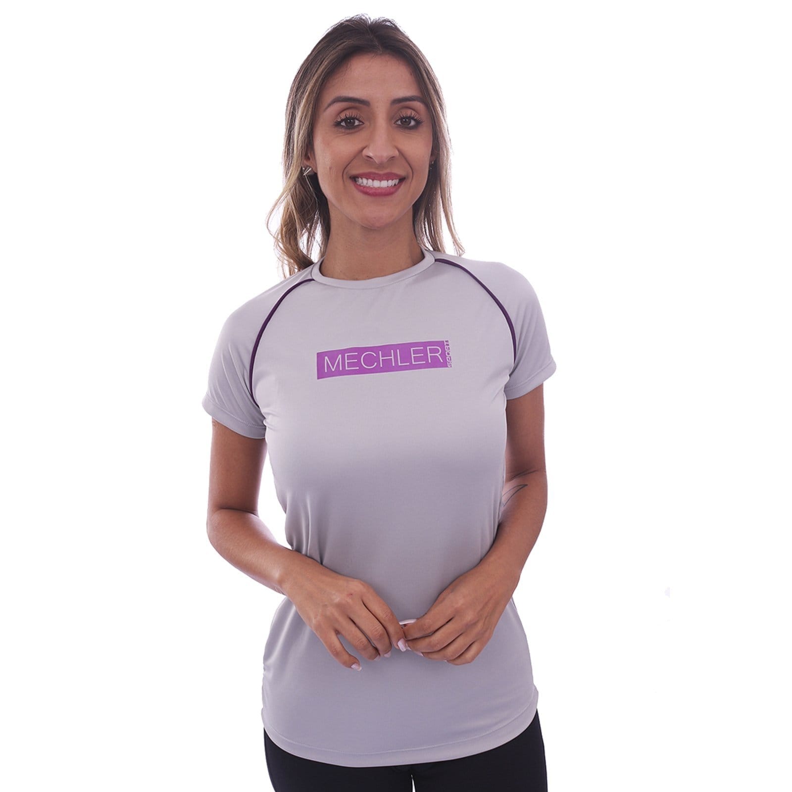 Camiseta Feminina Dryfit Básica Manga Curta Proteção Solar UV 50 Academia Verão Adulto Esporte Mechler