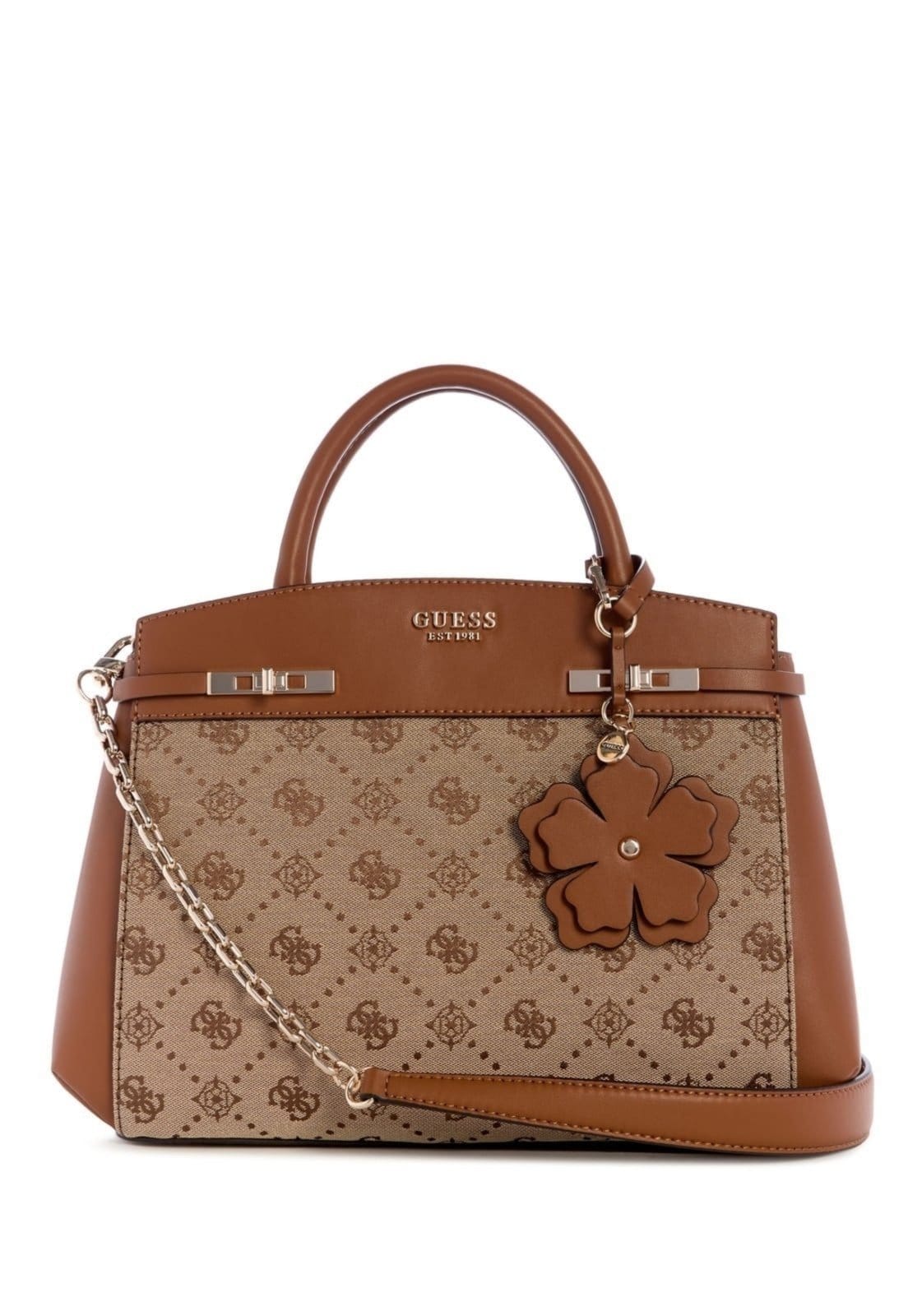 Bolsa Guess Melinda Logo Tri Comp Satchel Bege