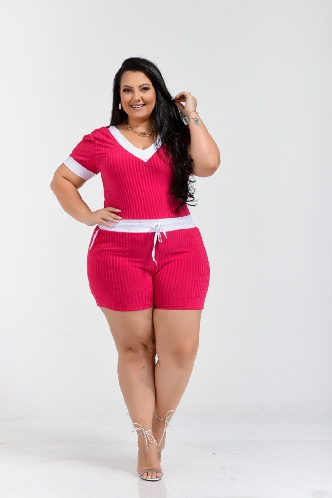Vista 2 Macaquinho Summer Body canelado Summer Body pink/rosa pink