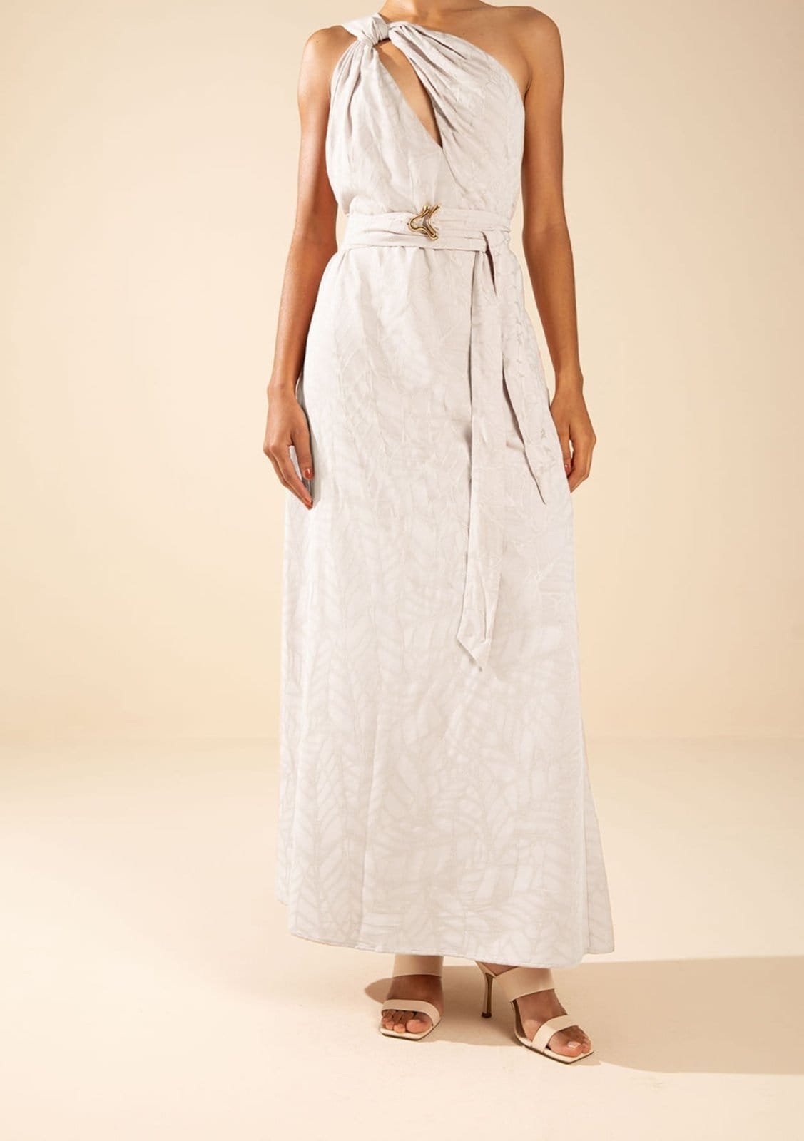 Vista 2 Vestido Morena Rosa Solto Um Ombro Só Com Alça Midi Off Off-white Morena Rosa off-white rosa