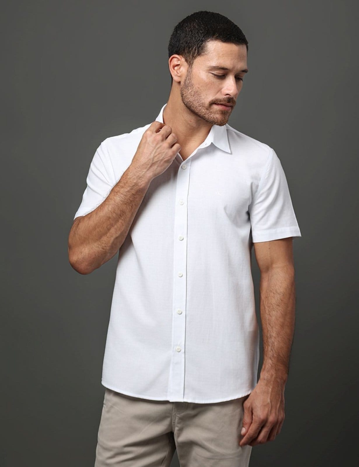 Vista 2 Camisa Masculina Chevron Calvin Klein Jeans Calvin Klein Jeans branco
