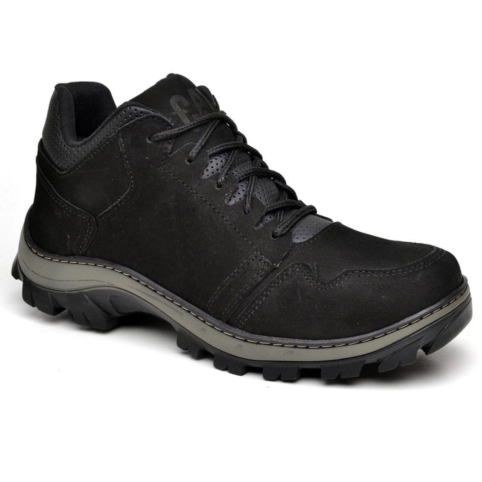 Coturno Adventure Bota Couro Masculina Cano Curto Atacador Solado Tratorado Borracha Costurado Resistente Confortável