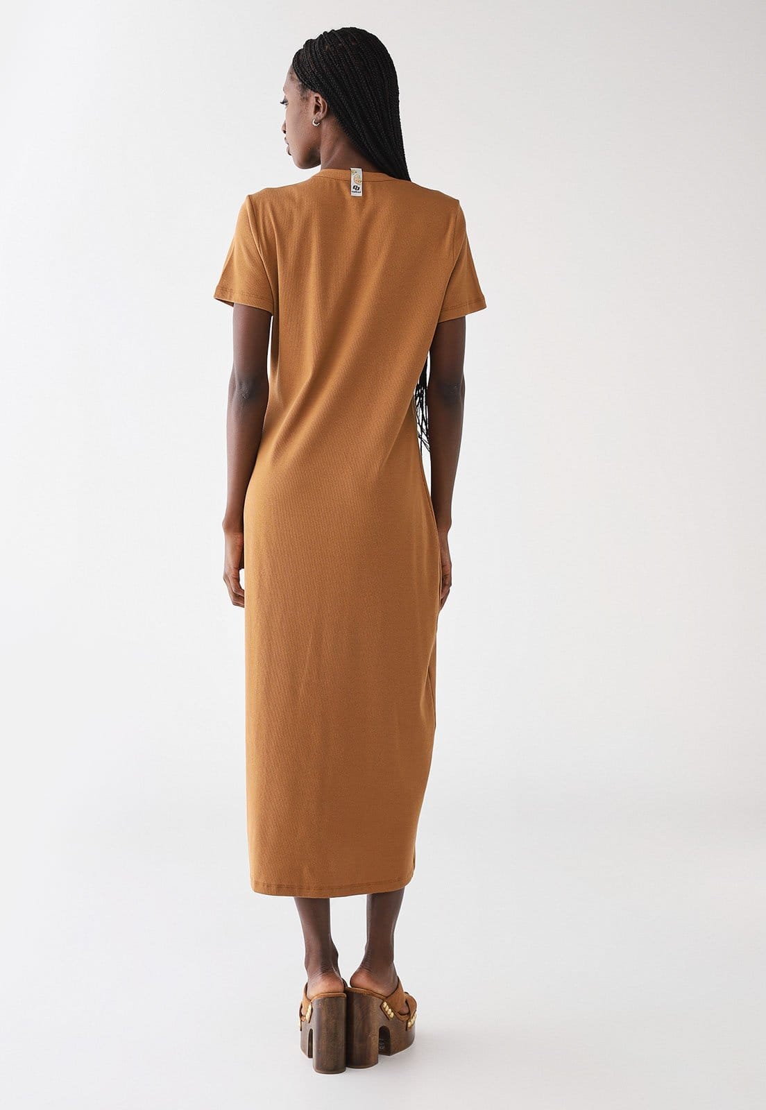 Vista 2 Vestido Feminino Colcci Midi Reto Colcci caramelo