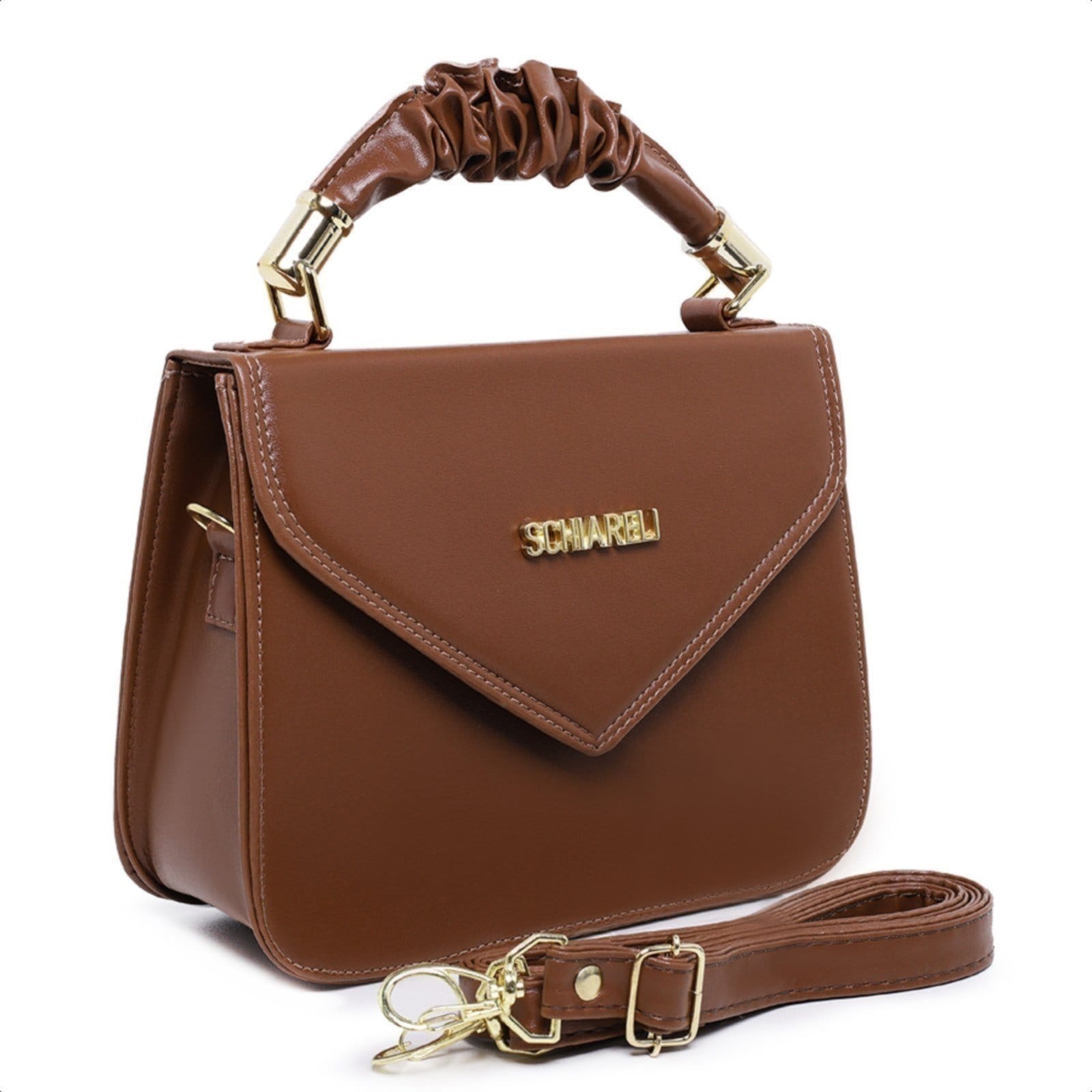 Vista principal Bolsa Feminina Tira Colo Transversal Com Alça Removível 8140 Caramelo Schiareli marrom
