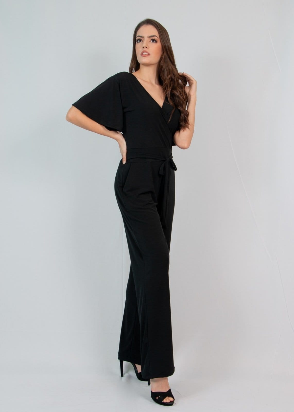 Macacão Viscolycra Decote Transpassado Maria Paes