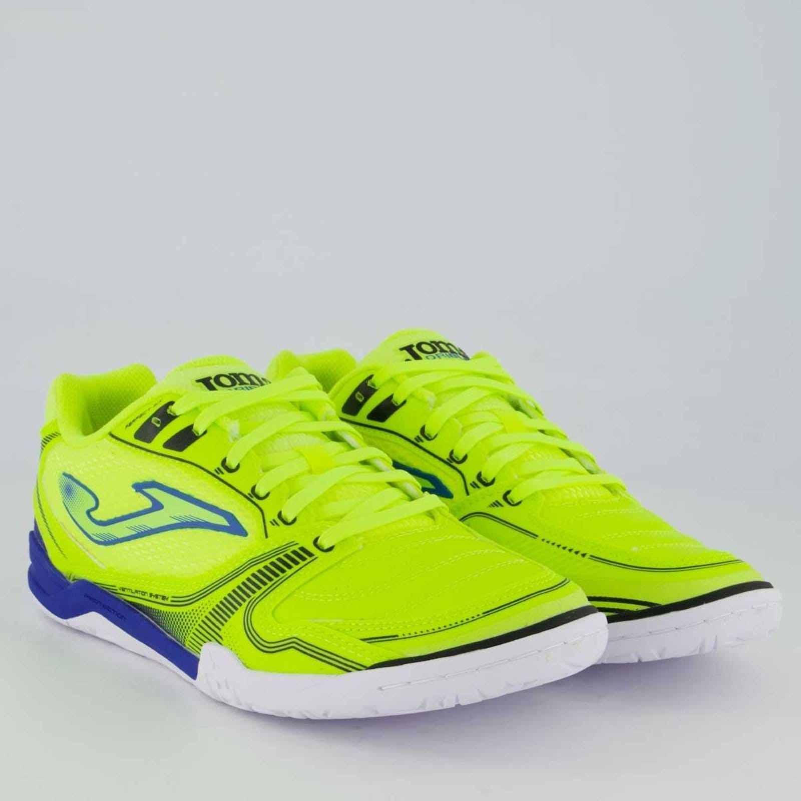 Vista 2 Chuteira Joma Dribling Futsal e Azul Joma verde