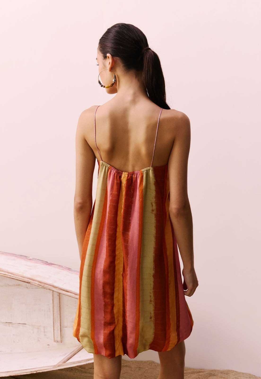 Vista 2 Vestido CaCay Curto Balonê Estampado CaCay rosa