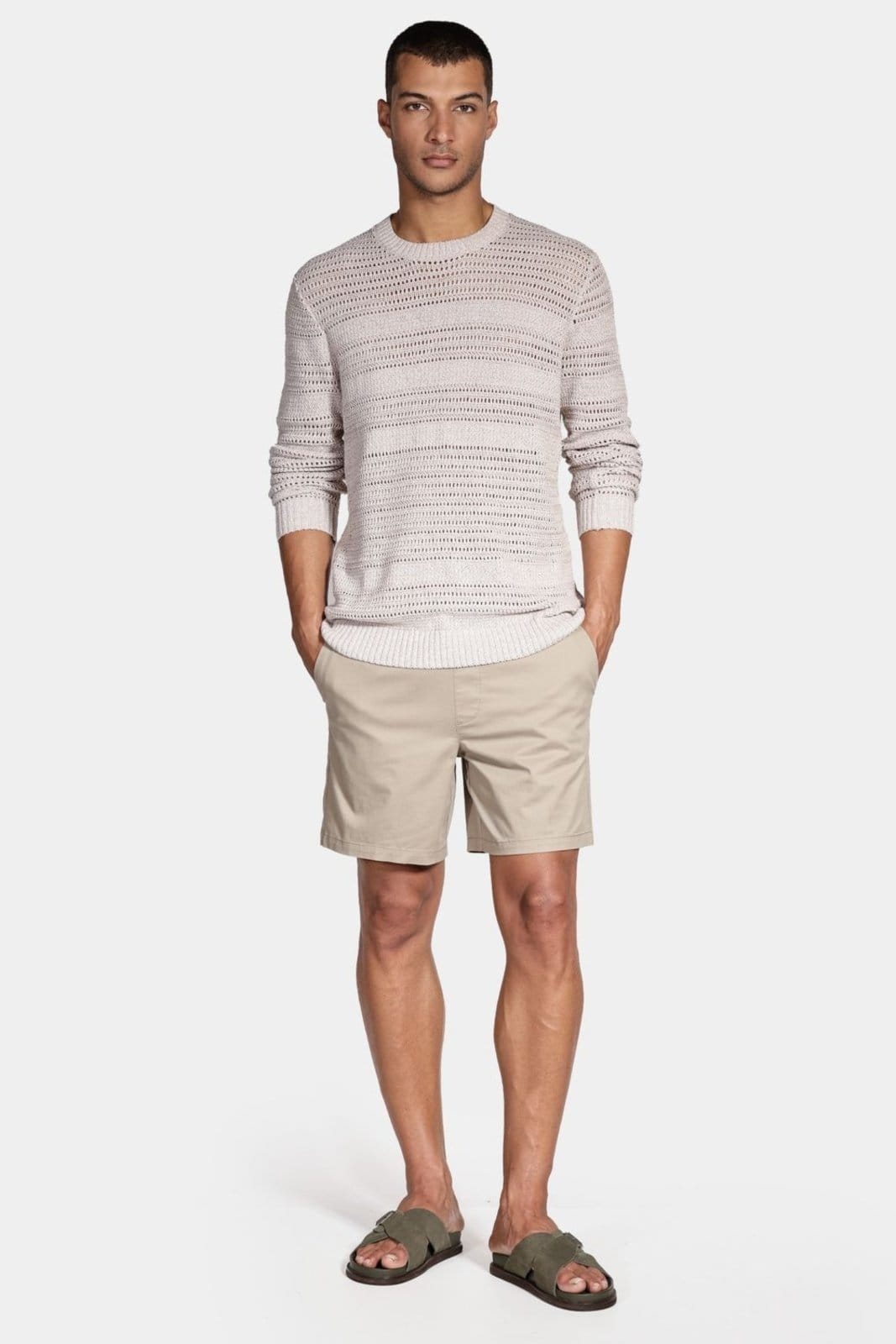 Vista 2 Shorts Aramis Elástico Color Sarjado Cáqui Aramis incolor