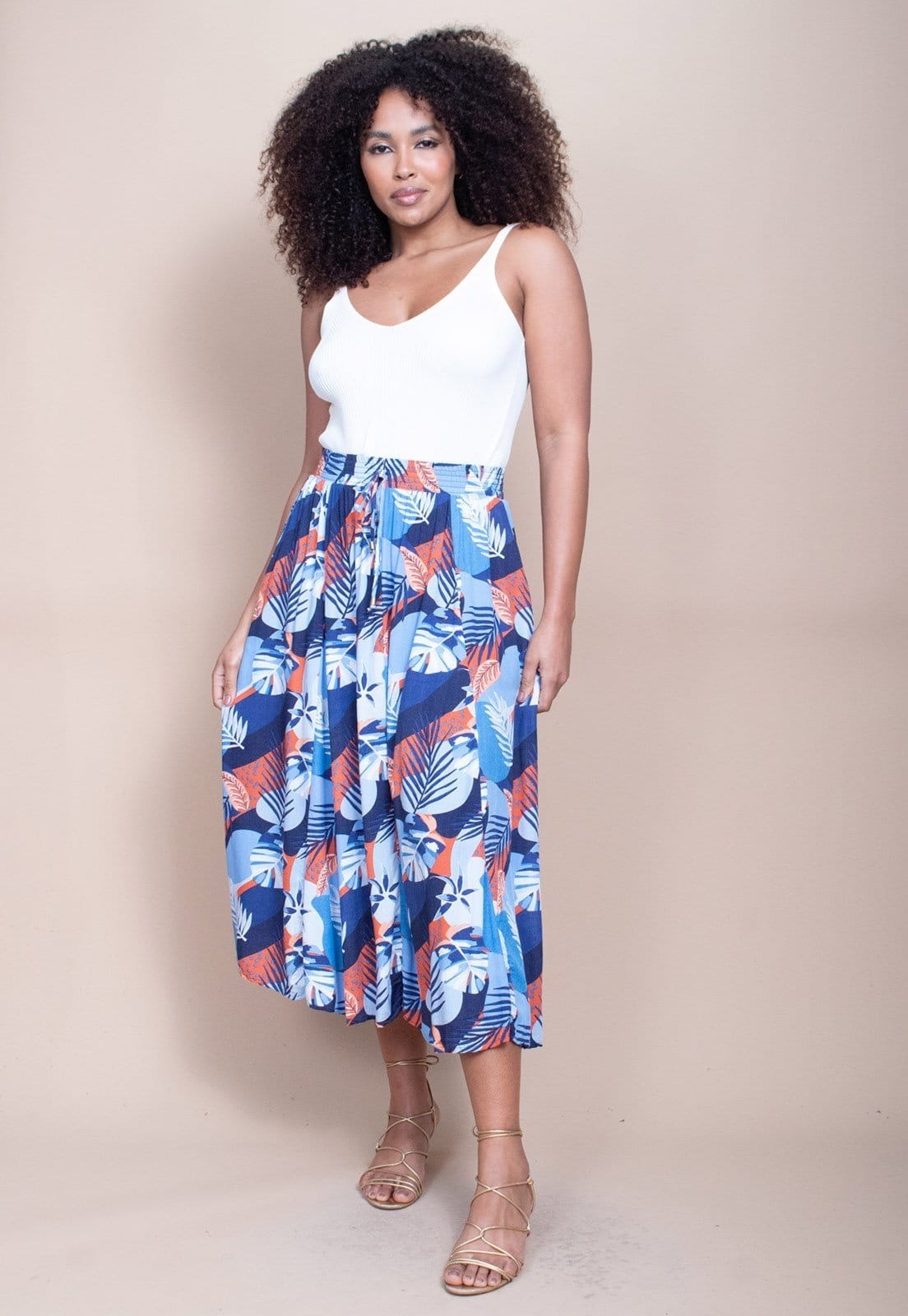 Vista 2 Saia Longa Cabanafree Viscose Estampa Jardim Celeste Cabanafree estampado/multicolorido/off-white/vermelho celeste