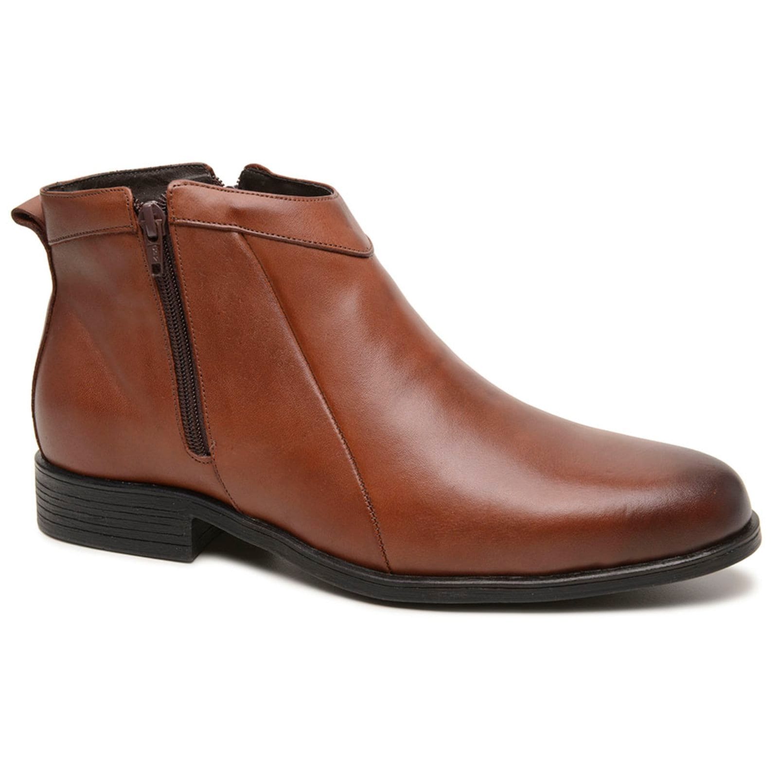 Vista 2 Bota Masculina Social Anna Andrade Botina Em Couro Conforto Zíper Lateral Clássica Anatômica Anna Andrade marrom