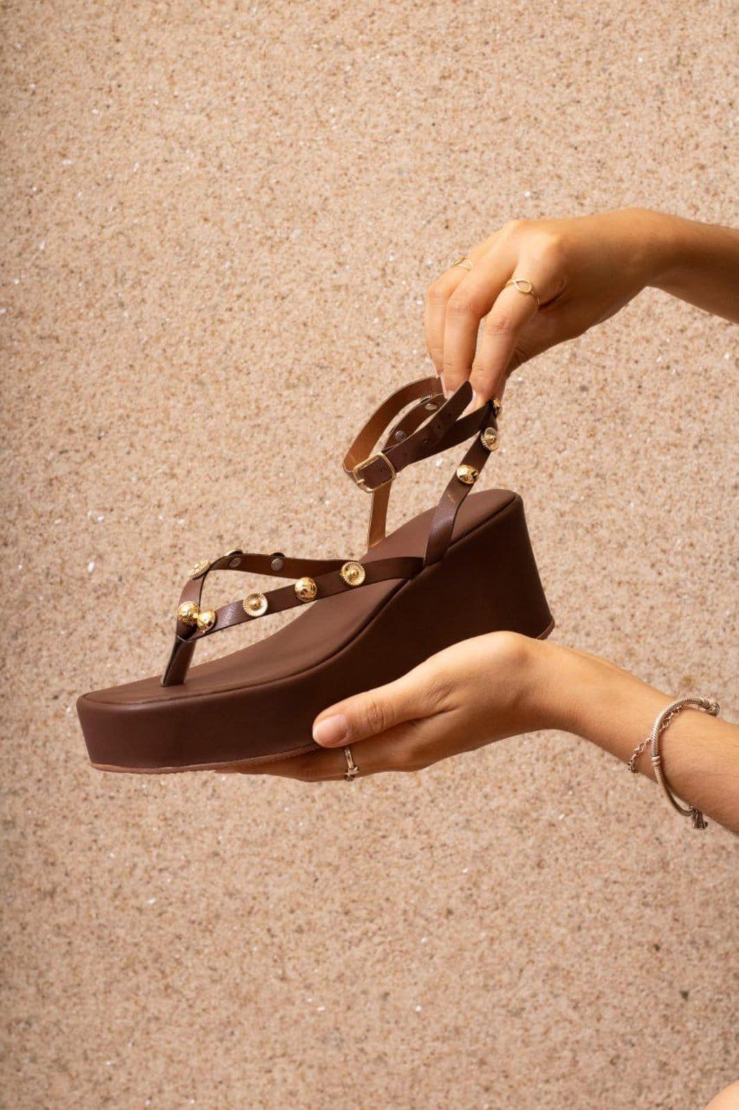 Vista principal Sandália Anabela ABS Ref 602 Rofely Terra Rofely café