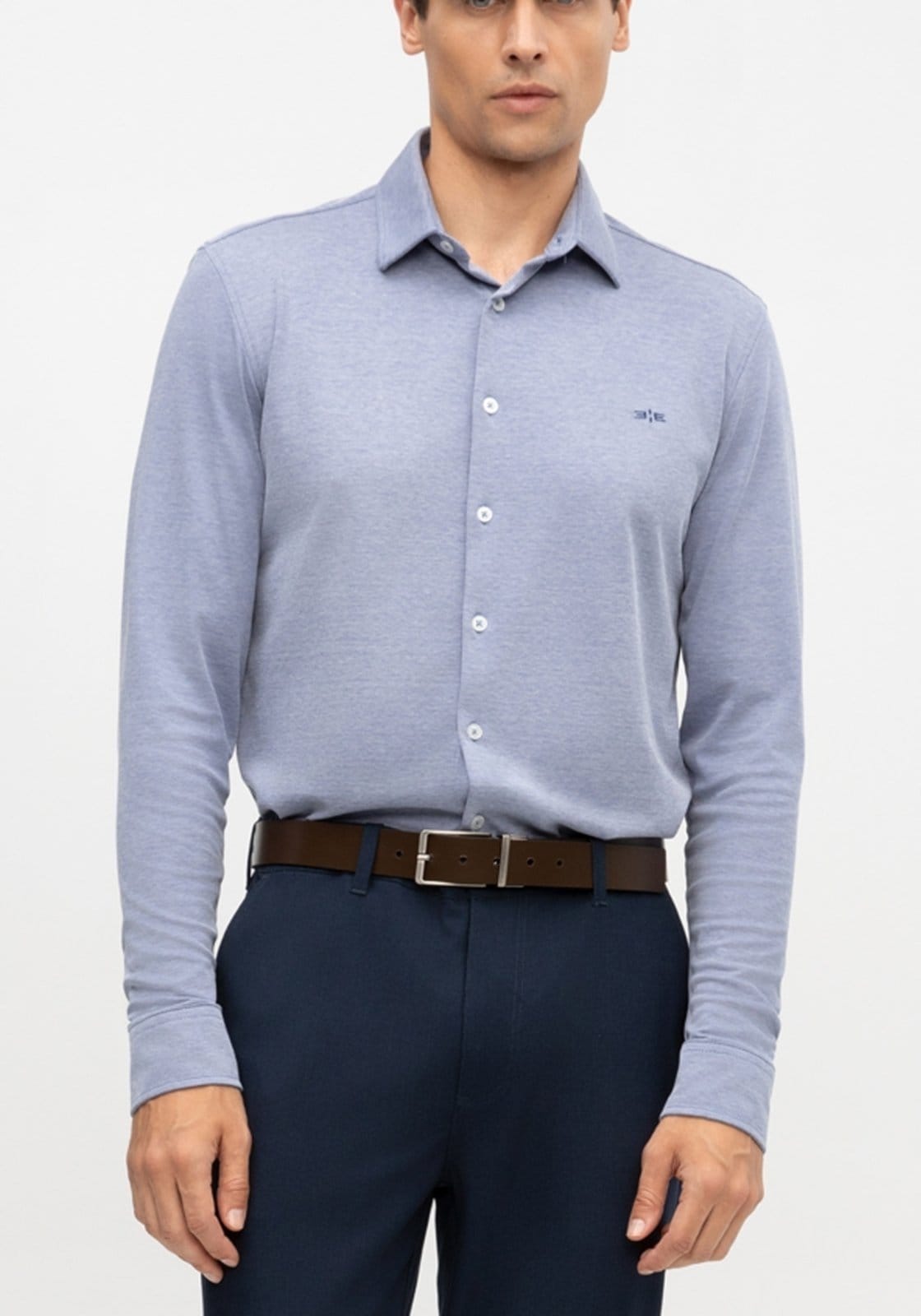 Camisa Masculina Slim Fit em Malha Piquet