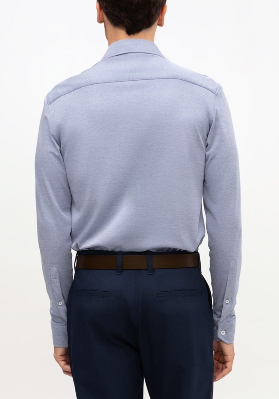 Vista 2 Camisa Masculina Slim Fit em Malha Piquet Hangar 33 azul