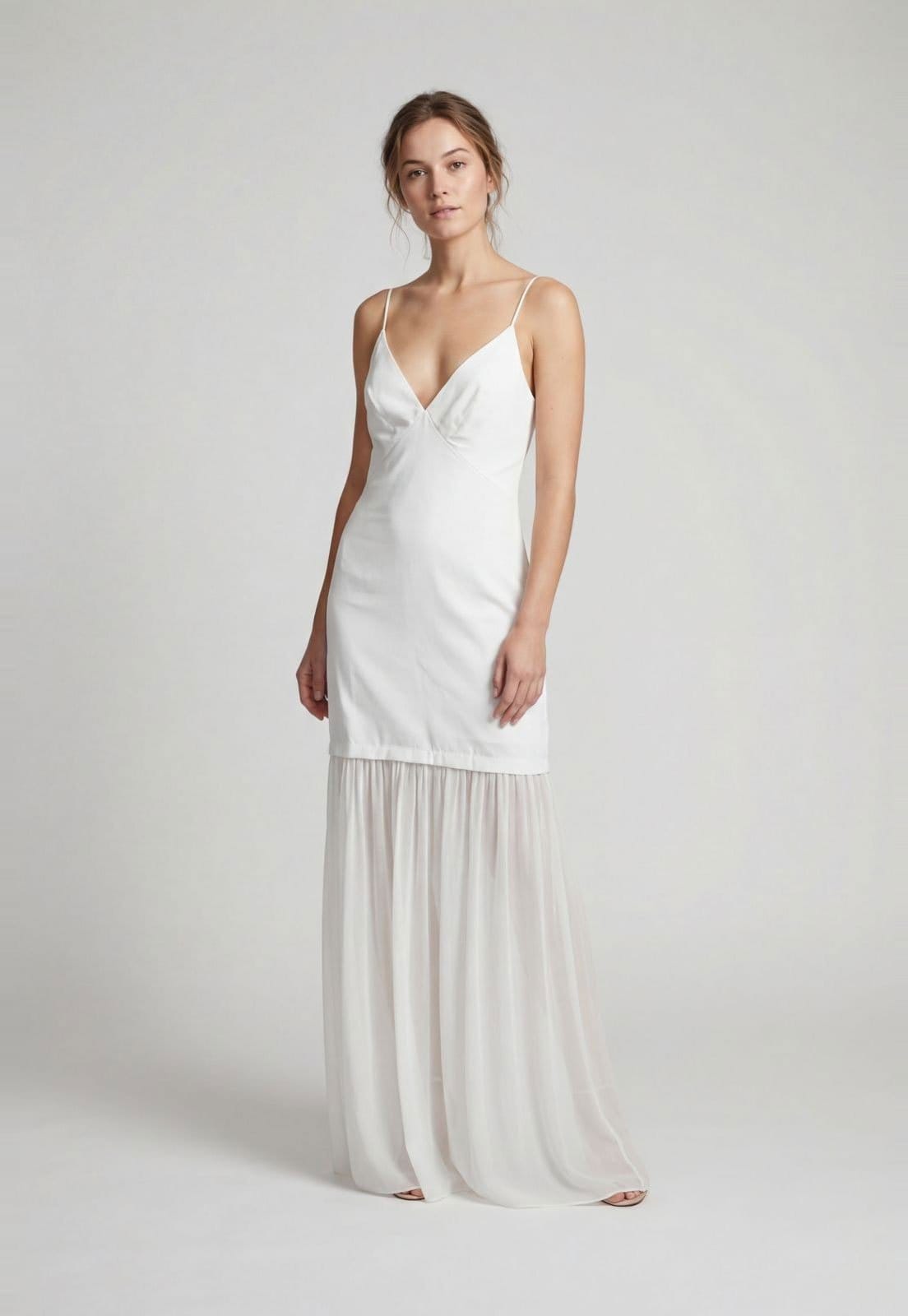 Vestido Feminino Colcci Linho Detalhe Tule Off-White