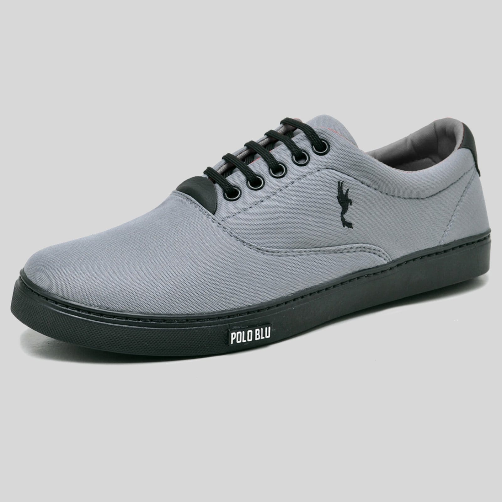 Vista 2 Sapatênis Casual Masculino Cano Baixo Polo Blu Cinza Solado Preto Polo Blu cinza blu