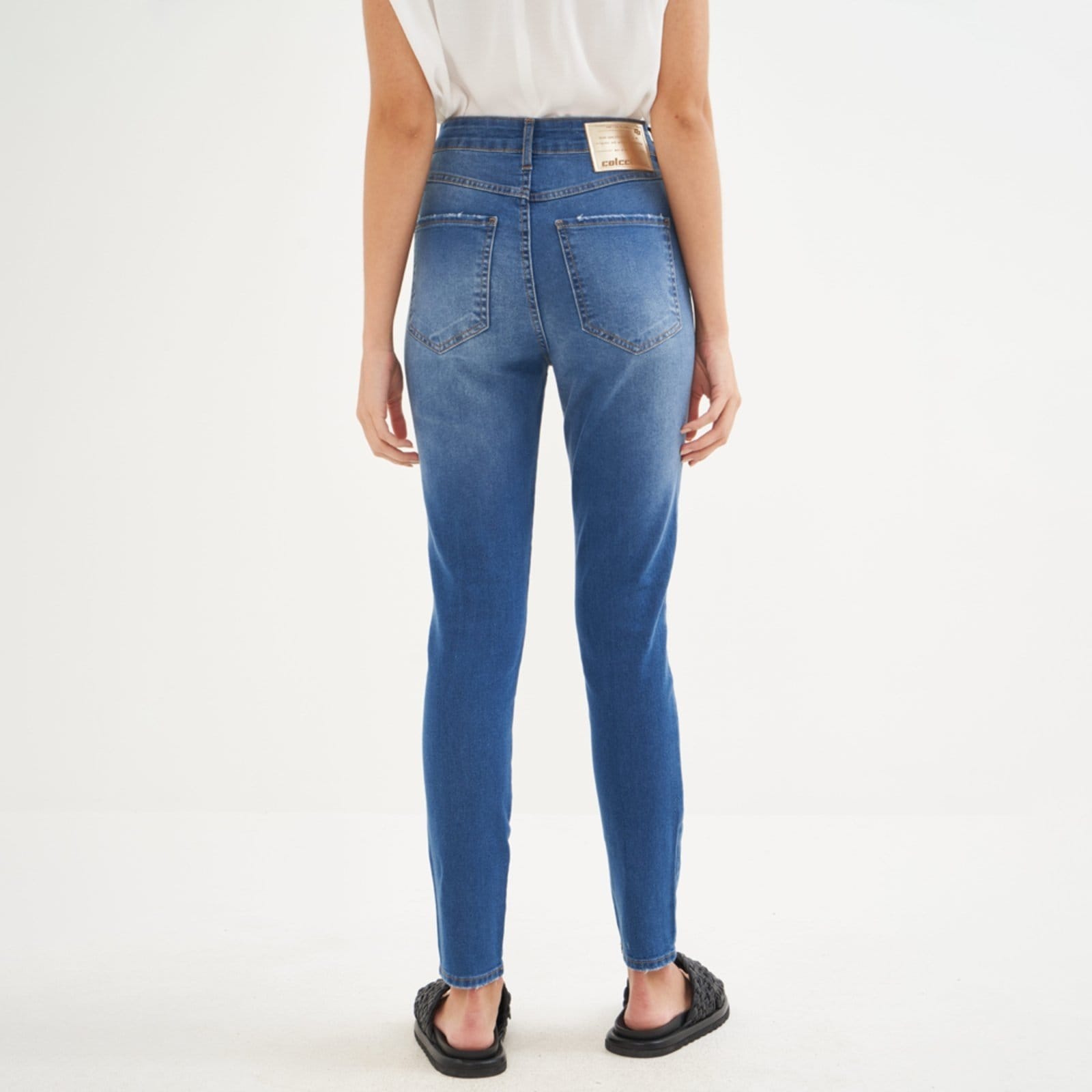 Vista 2 Calça Jeans Colcci Bruna Stretch Fog Pr26 Feminino Colcci azul
