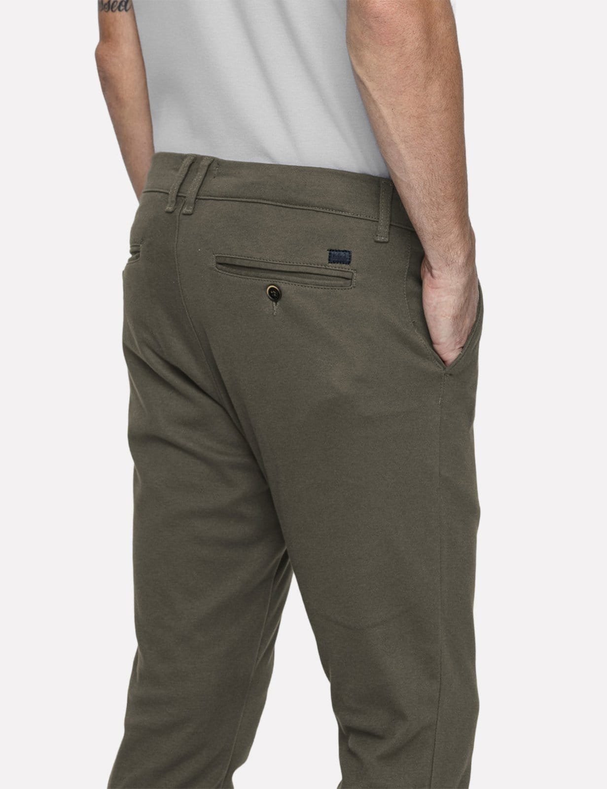 Vista 2 Calça K&J Black Masculina Regular Malha Ponto Roma Alfa Comfy Kaki Escuro King E Joe cáqui black