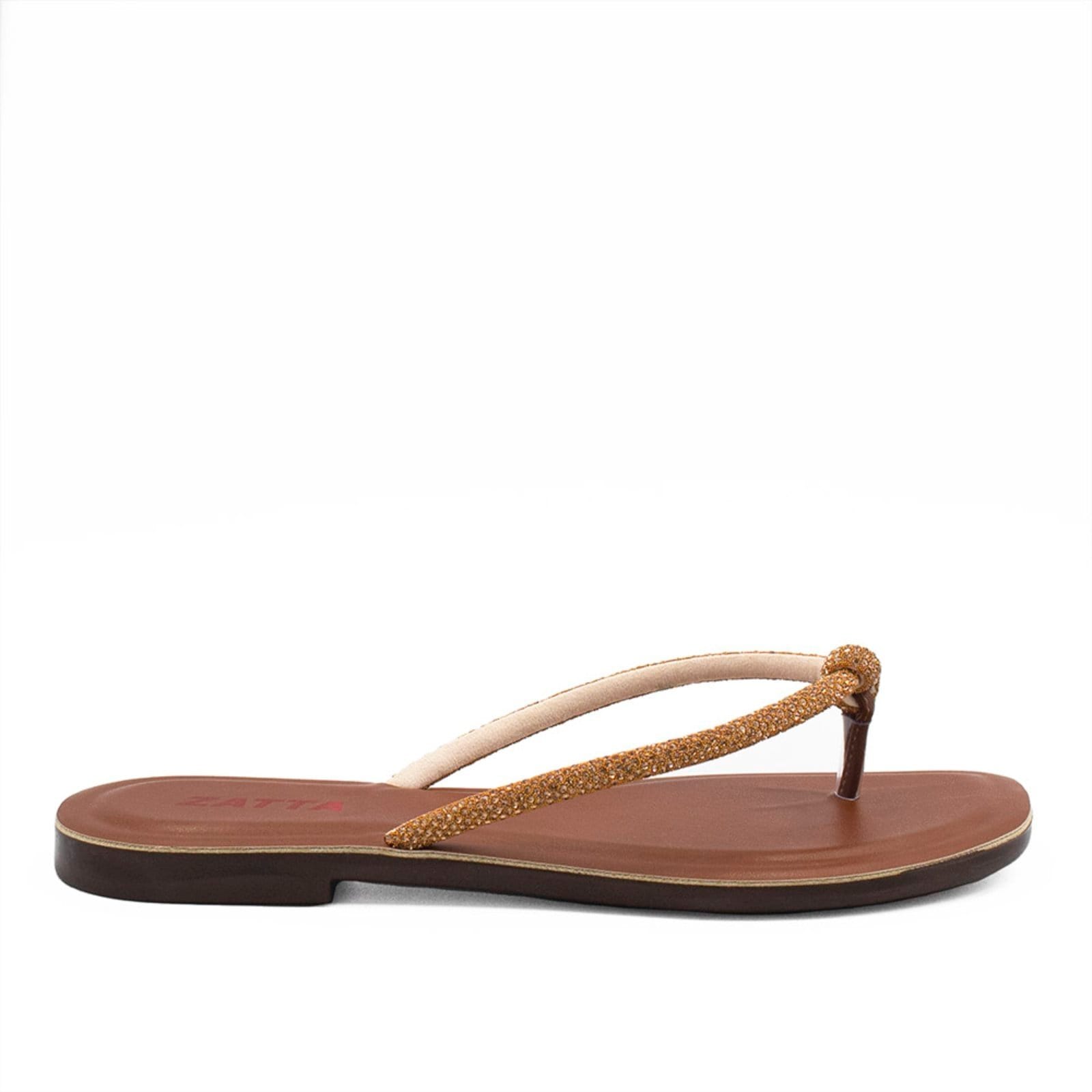 Rasteira Zatta Nó Brilho Francis Caramelo