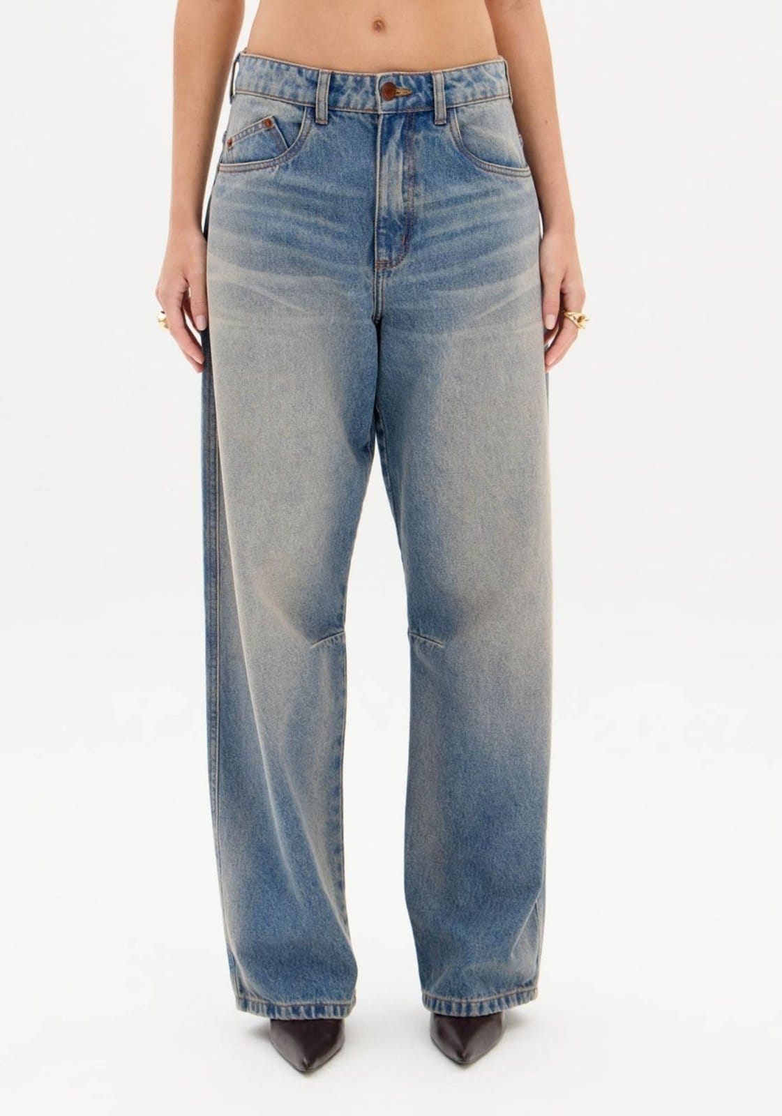 Vista 2 Calça Jeans Balloon Cintura Média My Favorite Things azul